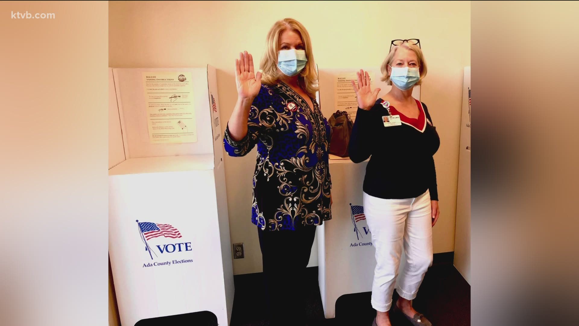Renee Zerwas and Vicky Prouty were able to help people who could not make it to the polls Tuesday cast their ballots.