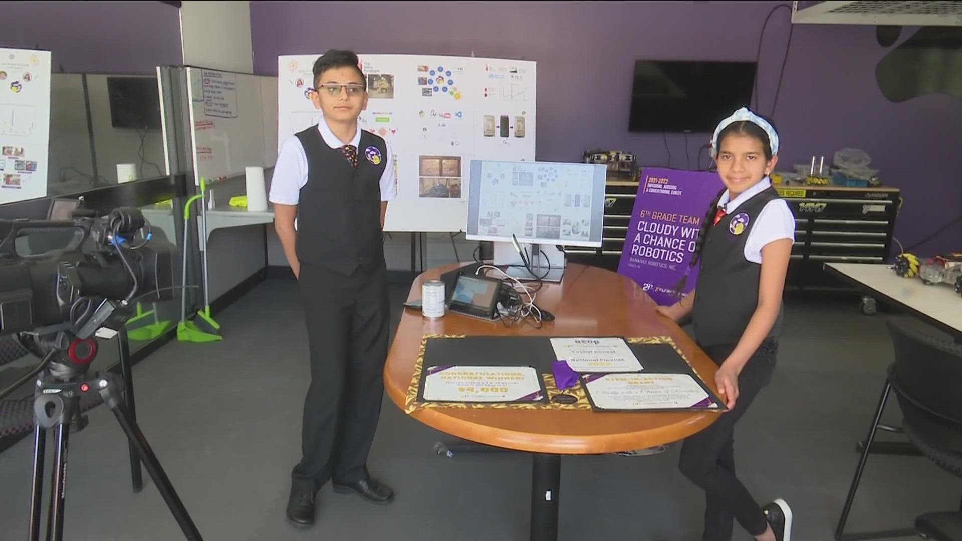 Sixth graders Kashvi Bansal and Rishi Gajera were selected as one of 20 national finalists for eCYBERMISSION in Washington D.C. this last week.