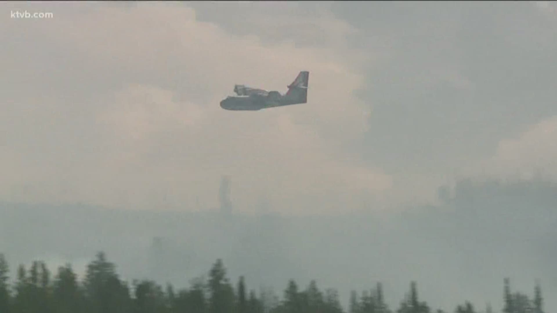 The wildfire is still burning in the forest northeast of McCall.