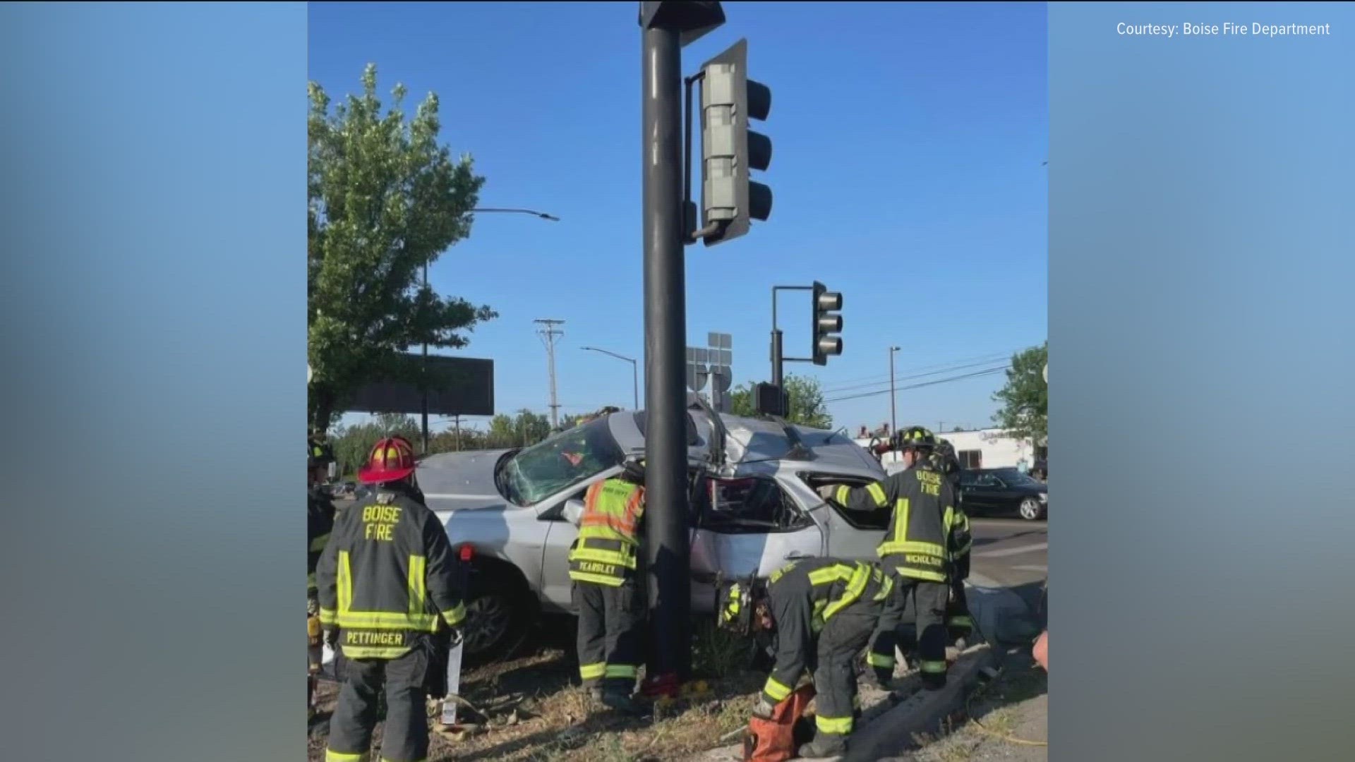 Boise firefighters were called to help the man, who was stuck inside his SUV.