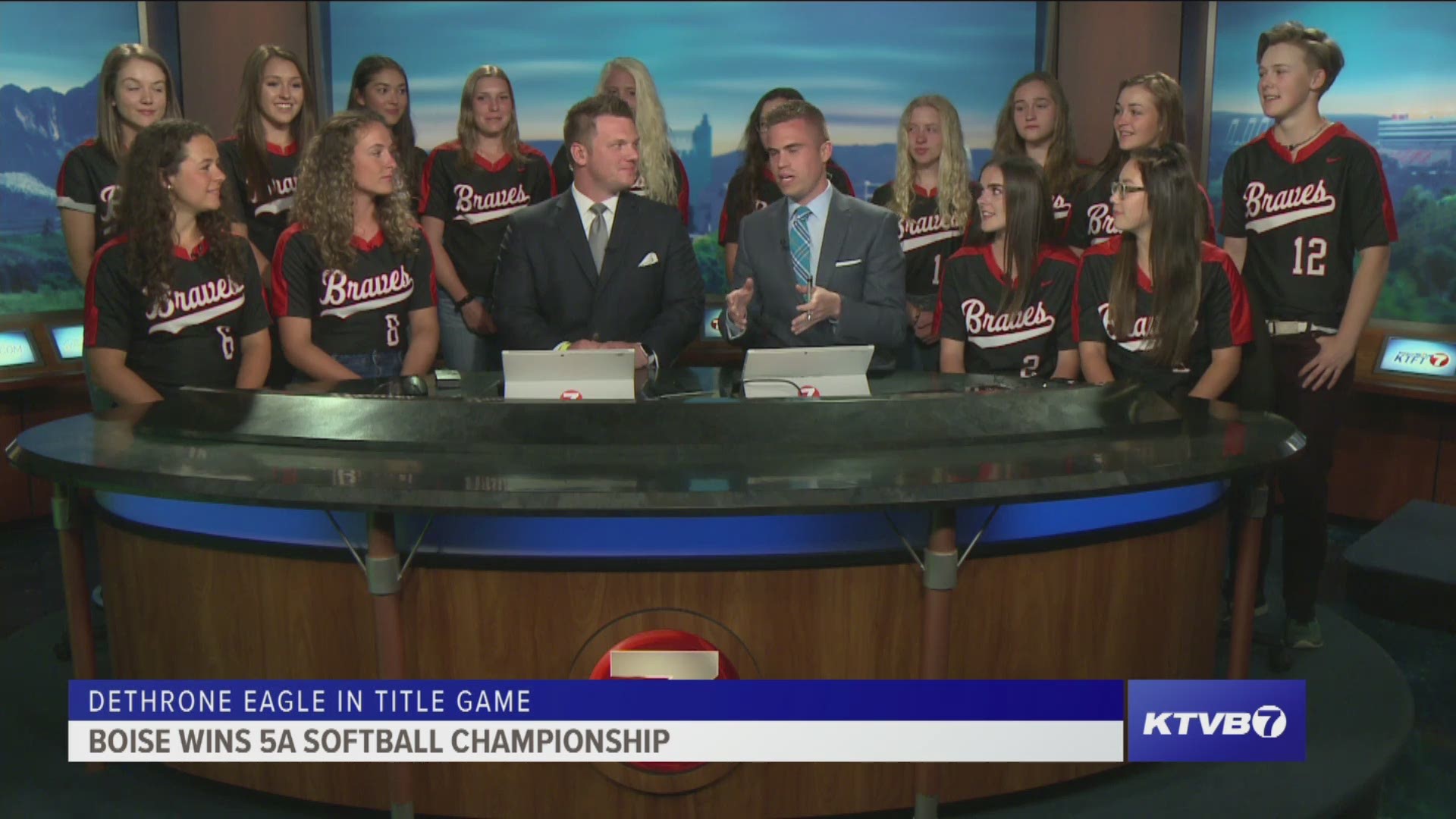 The Boise High School Braves softball team joined Jay Tust and Will Hall in studio after their first ever state softball championship victory, defeating Eagle 6-5.