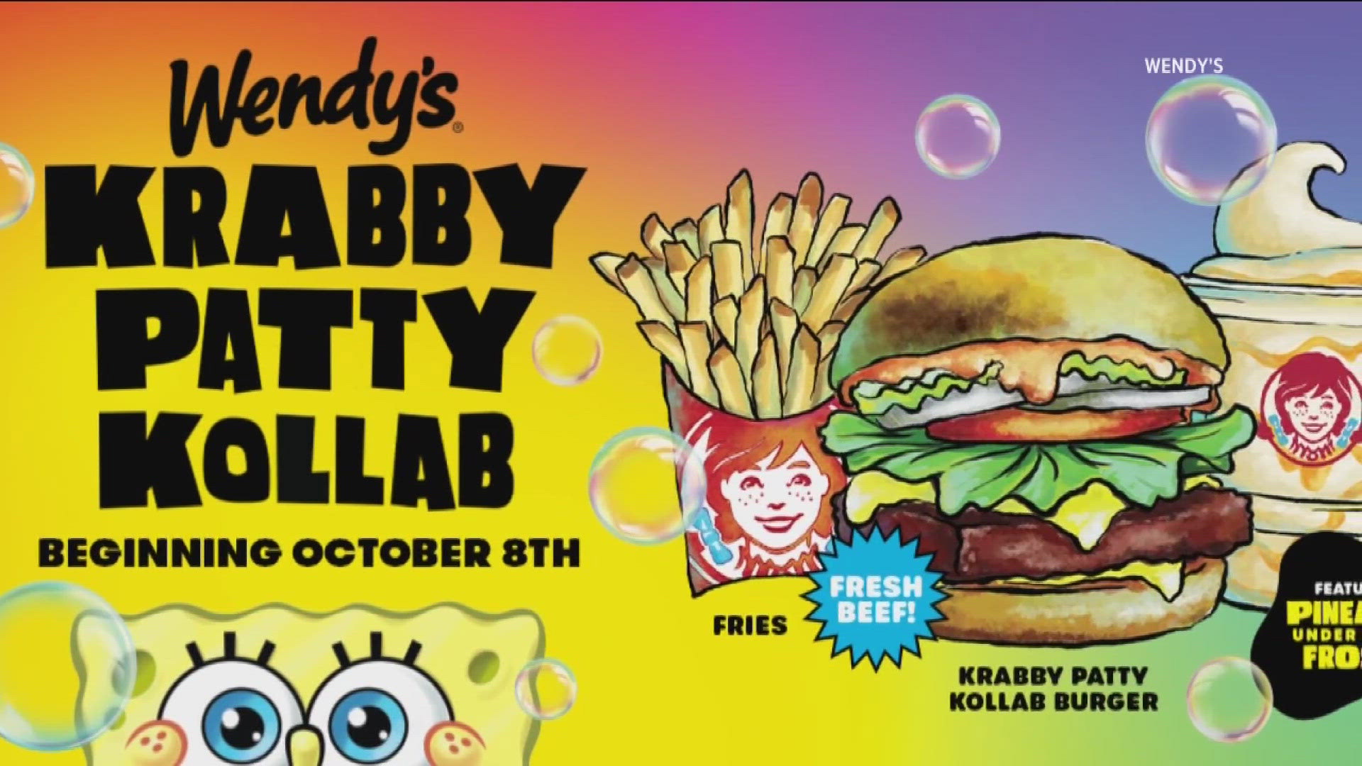 To celebrate the 25th anniversary of Spongebob Squarepants, the famous "Krabby Patty" is being sold at Wendy's starting on October 8th.