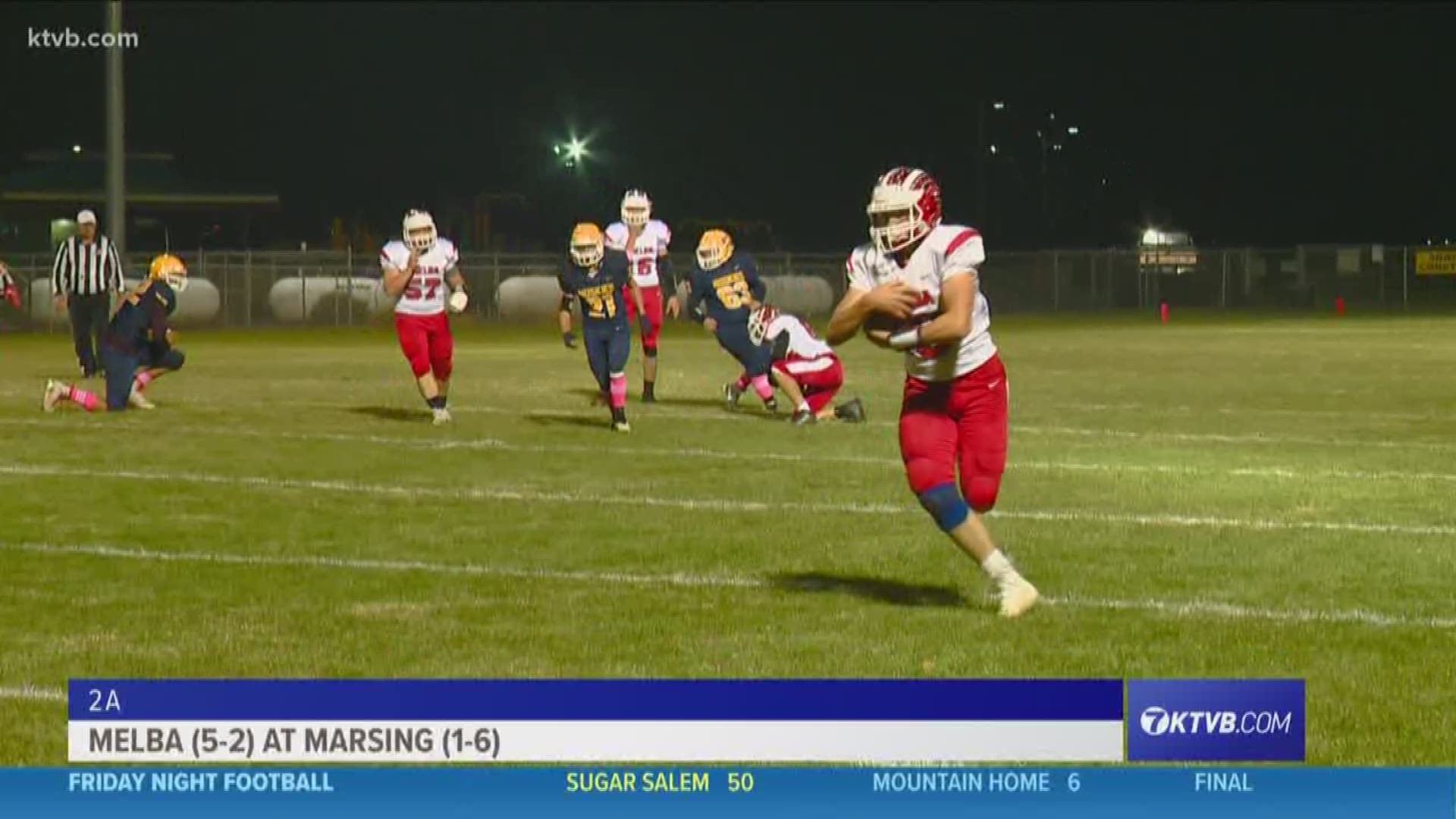 The Melba Mustangs (6-2), shut out the Marsing Huskies (1-7) 62-0.