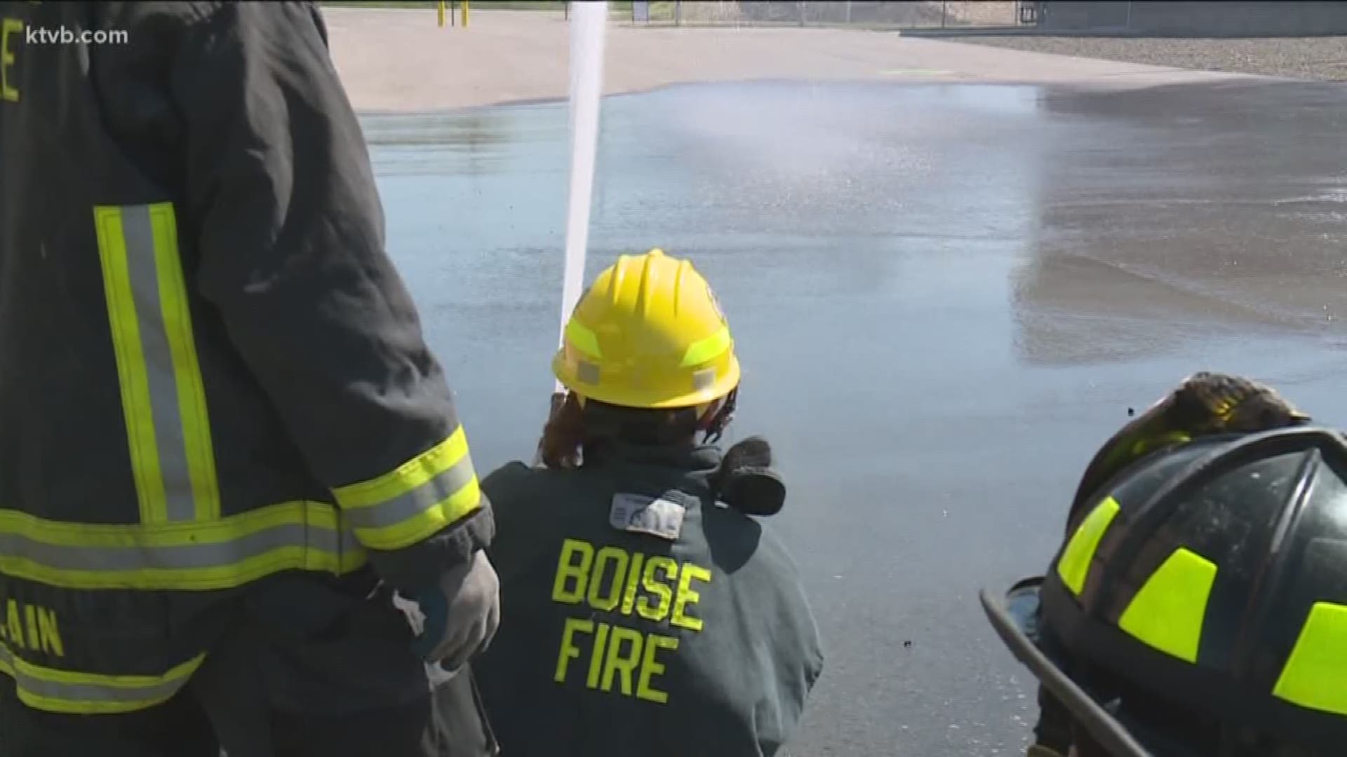 In honor of National Firefighters Appreciation Day, a group of Girl Scouts ditched their uniforms and suited up in fire fighting gear.