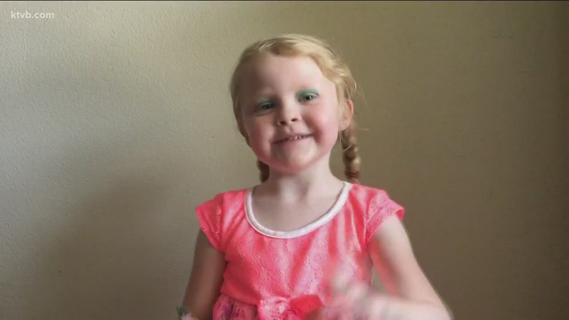 Young Girl does a cute make-up tutorial.