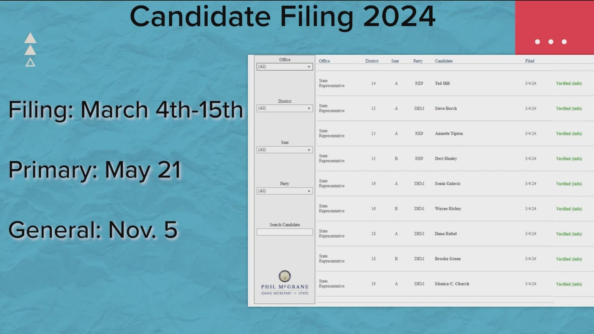 Idaho Statehouse Candidate Filing 2024 opens