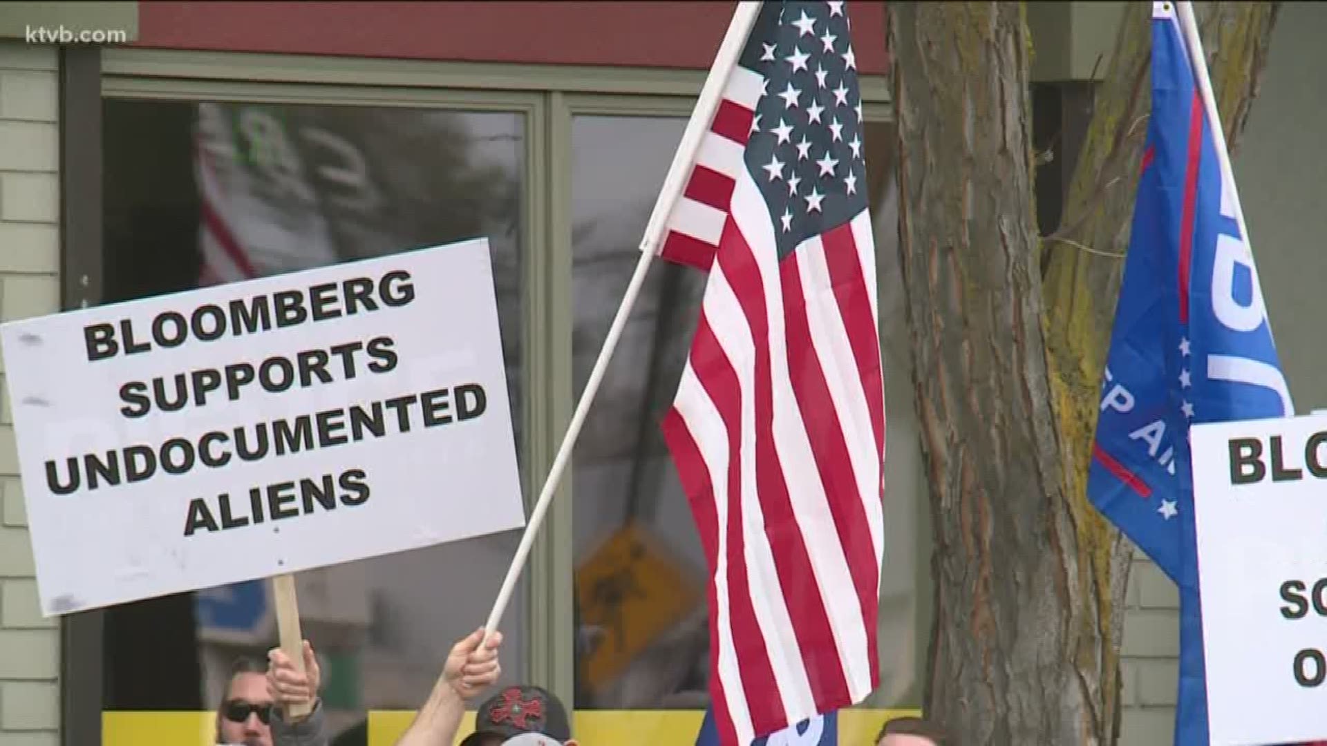 Boise's second amendment group stood outside Democrat presidential candidate Micheal Bloomberg's campaign office fully armed with guns and signs.