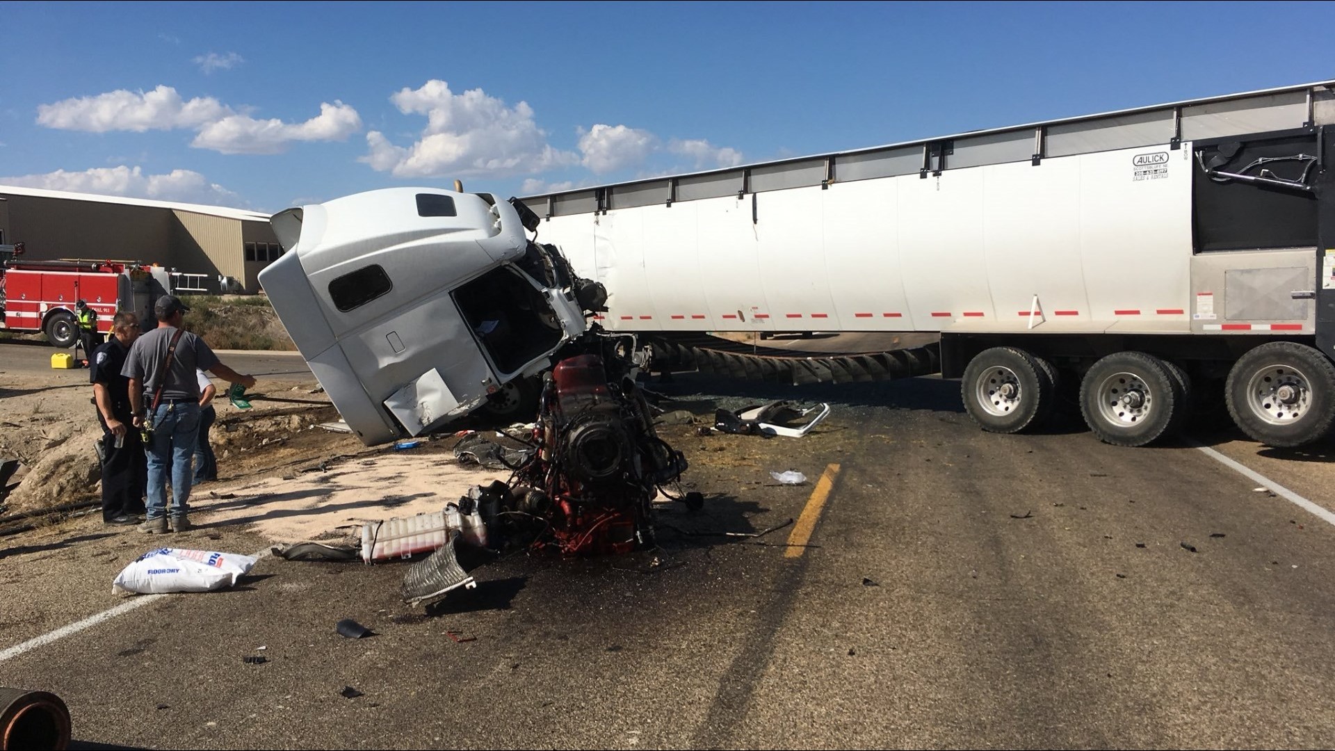 Headon semi crash on Highway 95 near Wilder injures 2