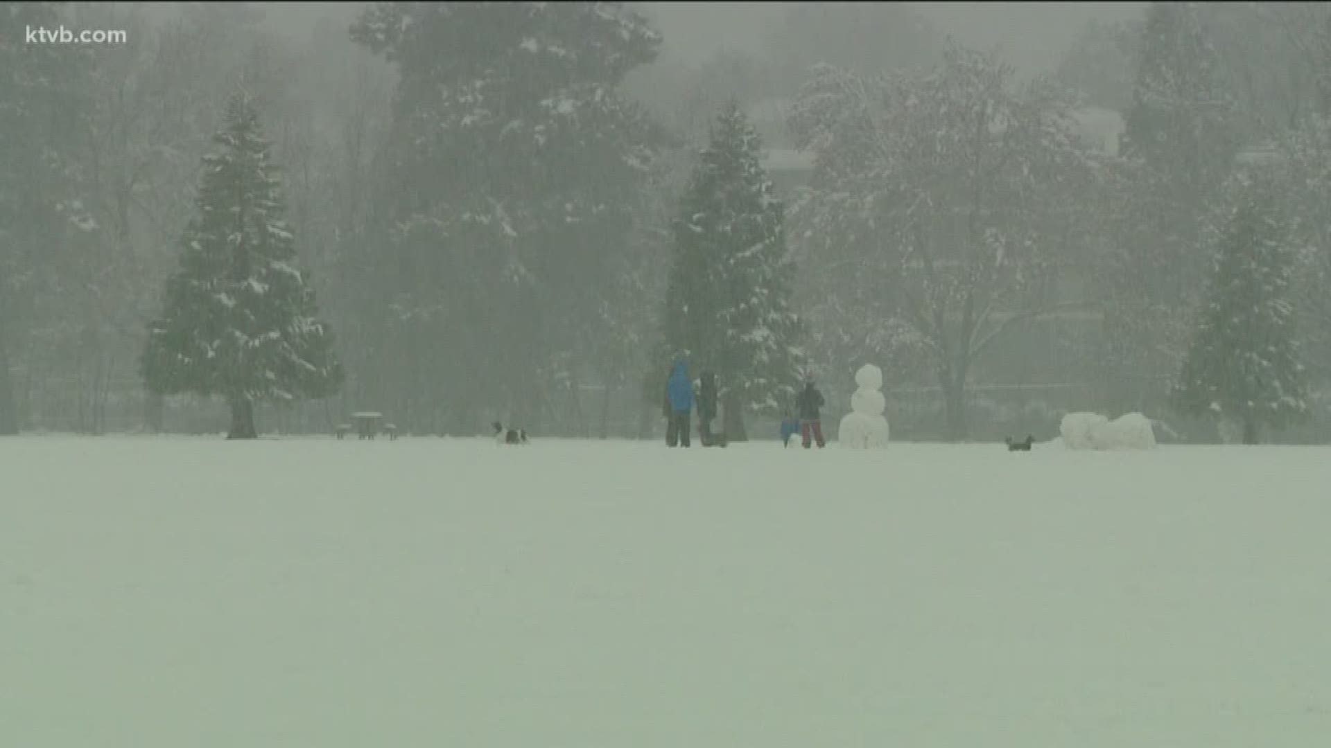 Families were out in force on Sunday enjoying the first big snowfall of the season in the Treasure Valley.