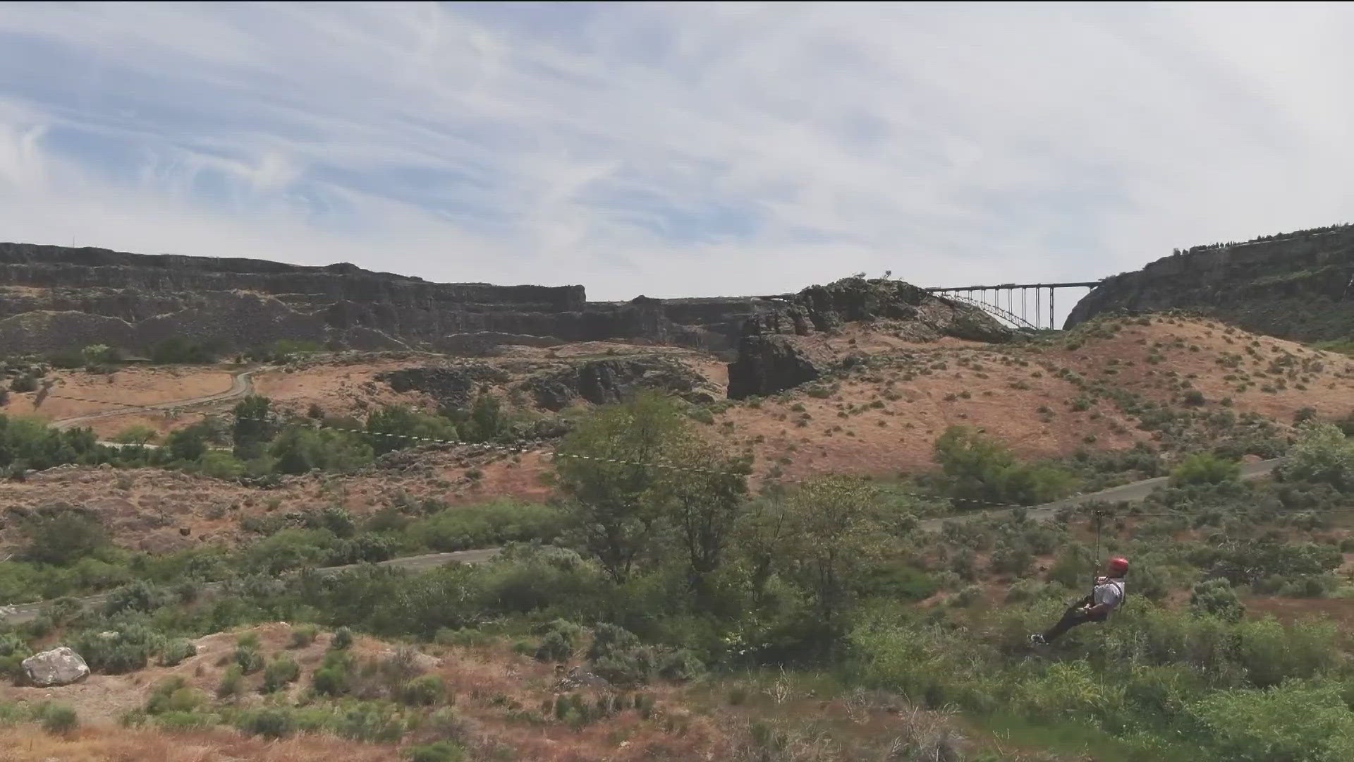 KTVB's Hector Mendoza strapped in and zipped down to Twin Falls, where there are ziplines spanning the canyon. 
