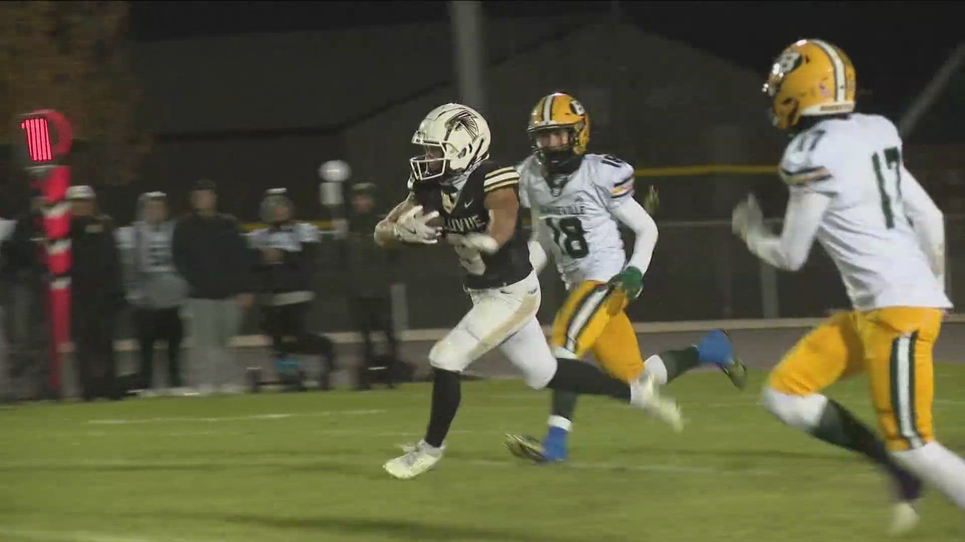 No. 6 Vallivue (7-2) advanced to the 5A state quarterfinals with a 28-6 win over Bonneville (4-6) on Friday night. The Falcons visit No. 3 Lakeland (8-2) next week.