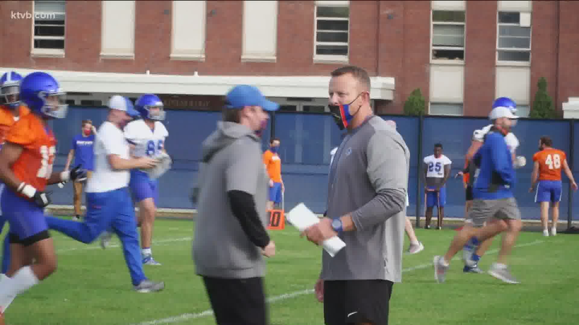Hear what current Boise State players think of coach Harsin leaving his alma mater.