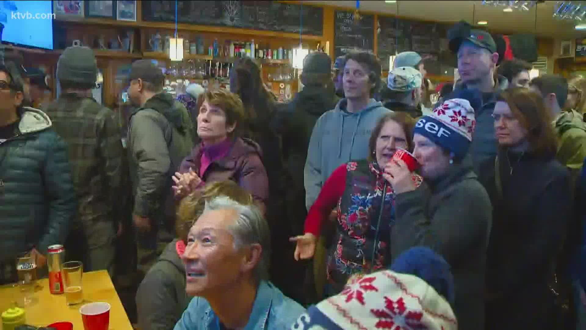 Local friends and alumni of the Sun Valley Snowboard team and Community School cheered on Josey at Apples Bar & Grill in Ketchum Thursday night.