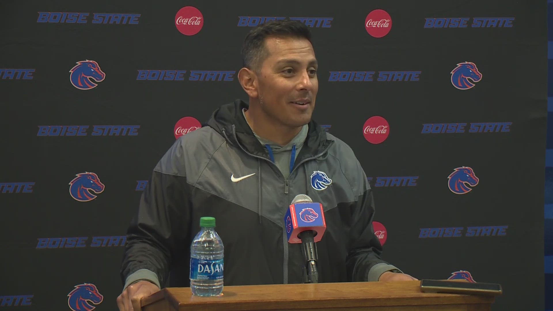 Boise State head coach Andy Avalos met with the media on Monday ahead of the Broncos' matchup with UCF at Albertsons Stadium on Saturday.