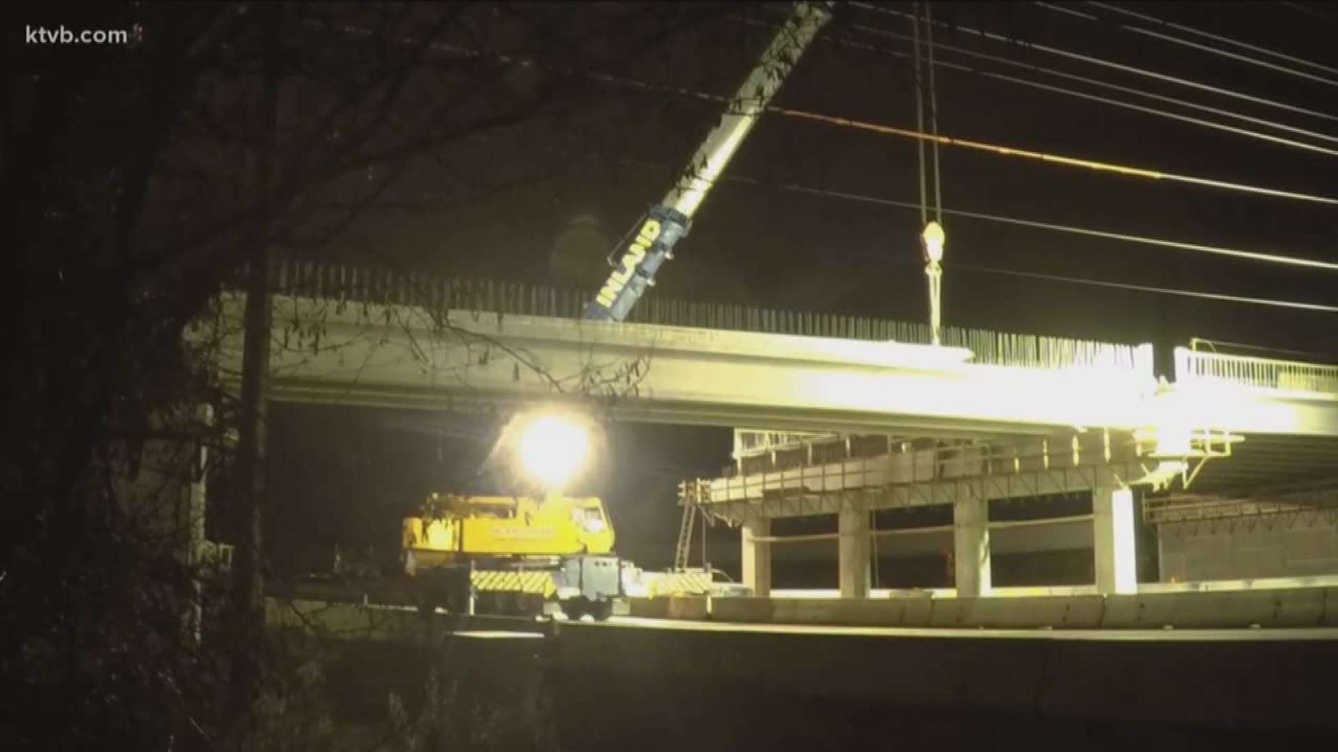 Steel beams are being put into place. Westbound I-84 will be closed while the work is being done.