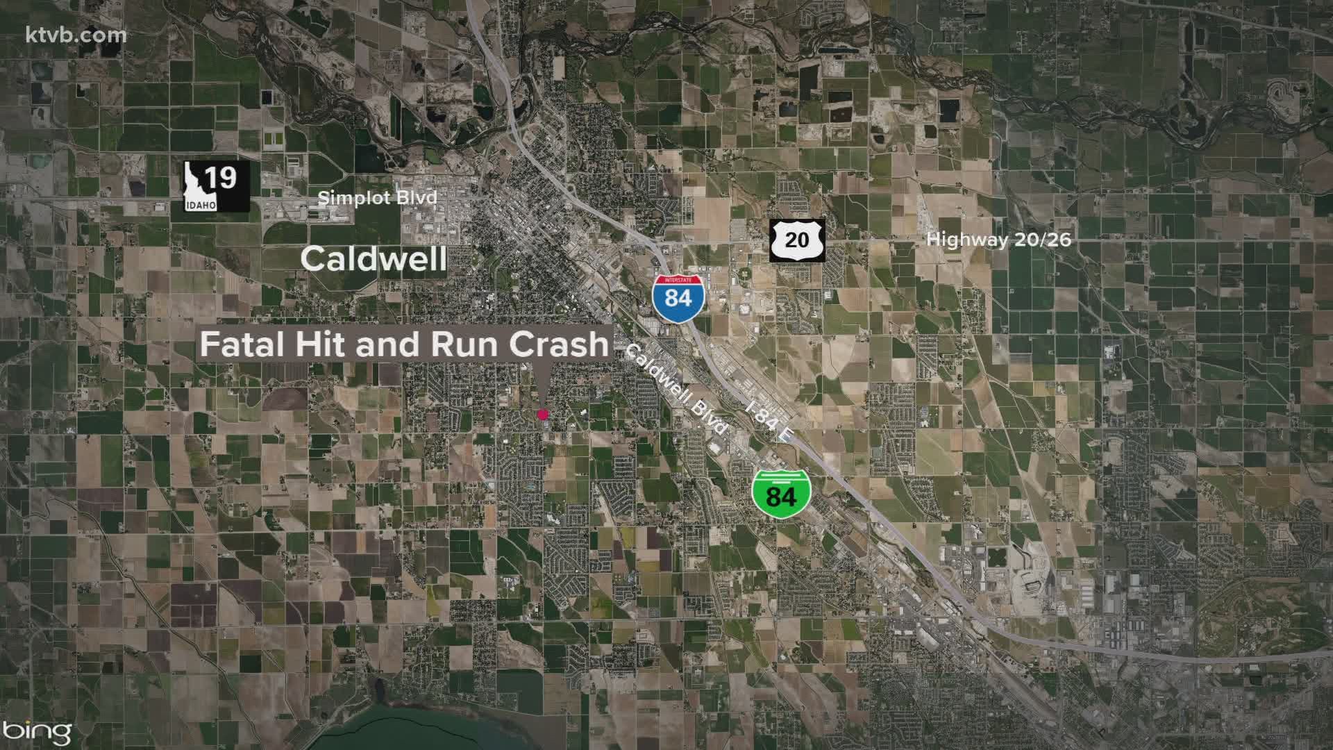 The hit-and-run crash happened at 10:30 p.m. near Montana Avenue and Helena Drive in Caldwell.