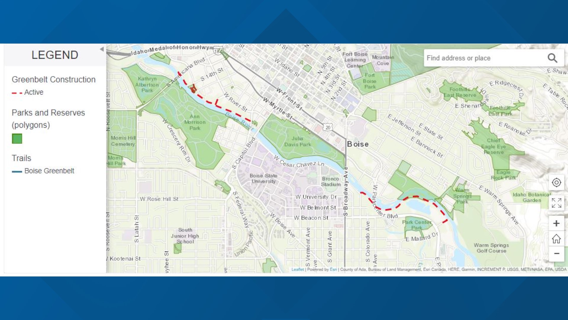 Scheduled projects on Boise Greenbelt begin Monday