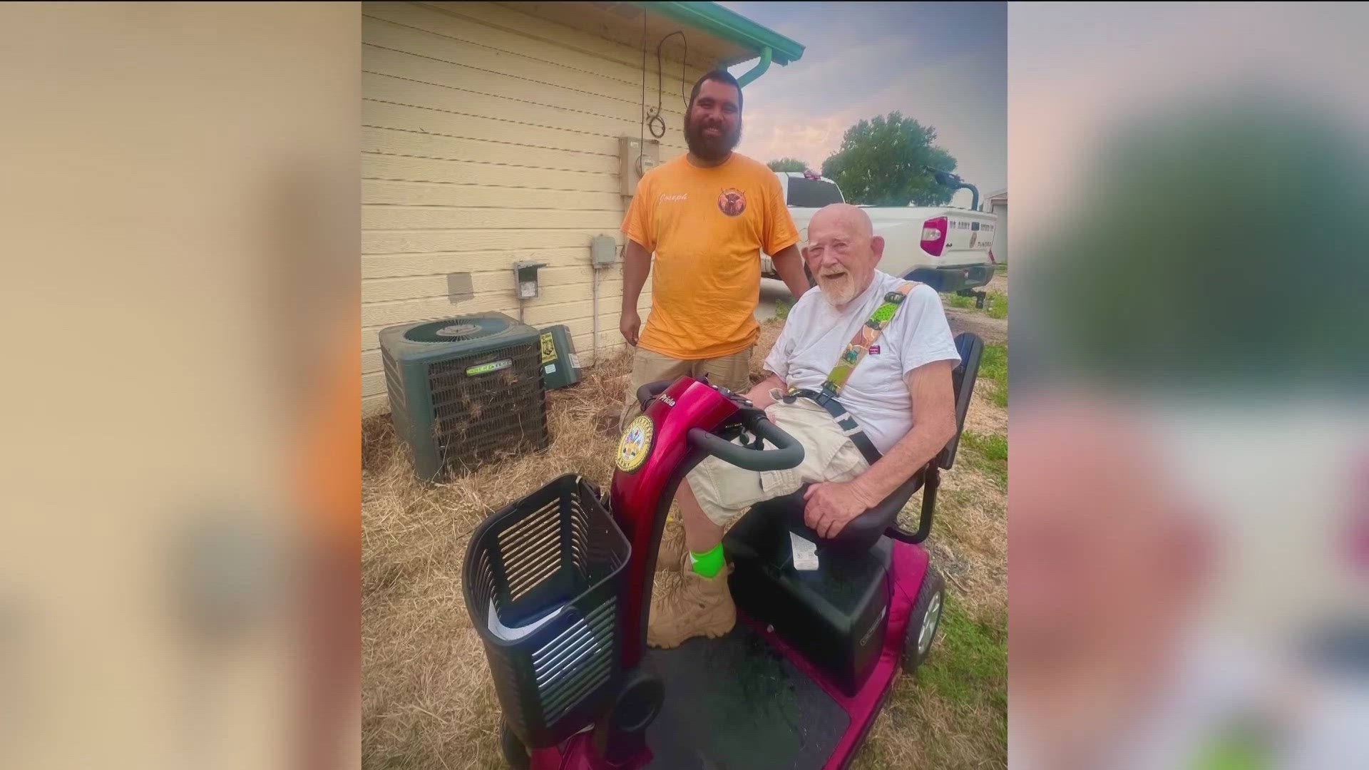 94-year-old Bruce Peterson was stuck in the sweltering heat inside his home. A hero in the community came to his rescue.