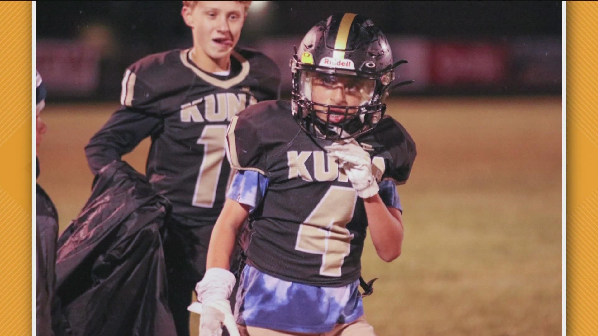 Sione Smith has medical conditions that prevent him from playing sports. The Kuna High football team came up with a plan to do something special for him.