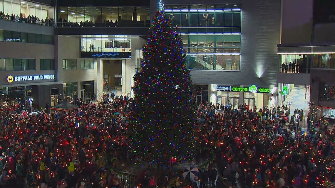 Downtown Boise Christmas tree lighting rings in the holiday season