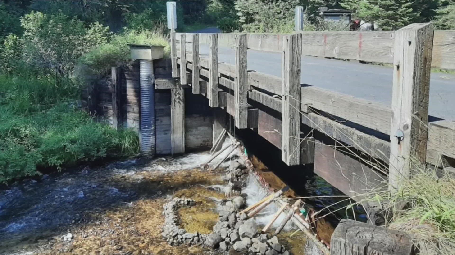 On August 18, IDFG received a call to report a man-made dam under the bridge that crosses Lolo Creek to Forest Road 5114 near the Lolo Campground.