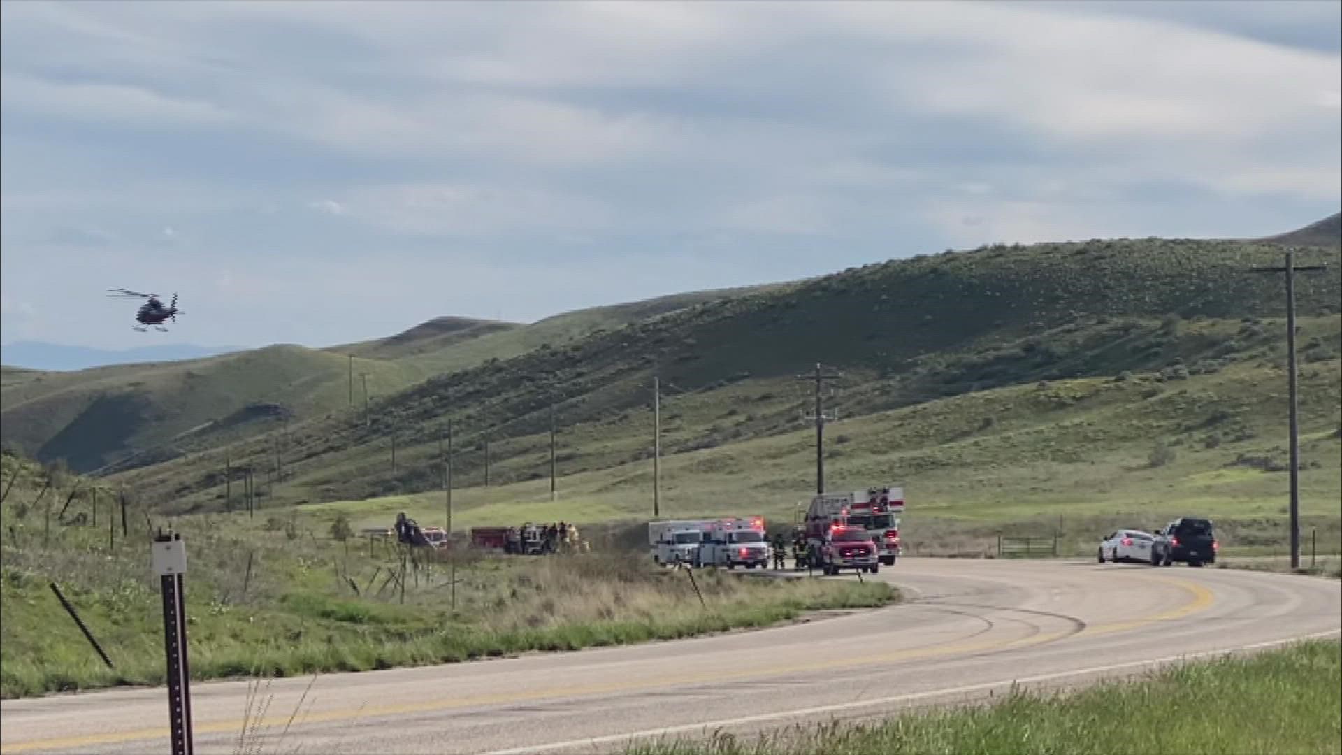 The vehicle left the roadway and rolled, coming to a stop on its roof, upside down in a small ravine. The driver was wearing a seatbelt and was taken to a hospital.