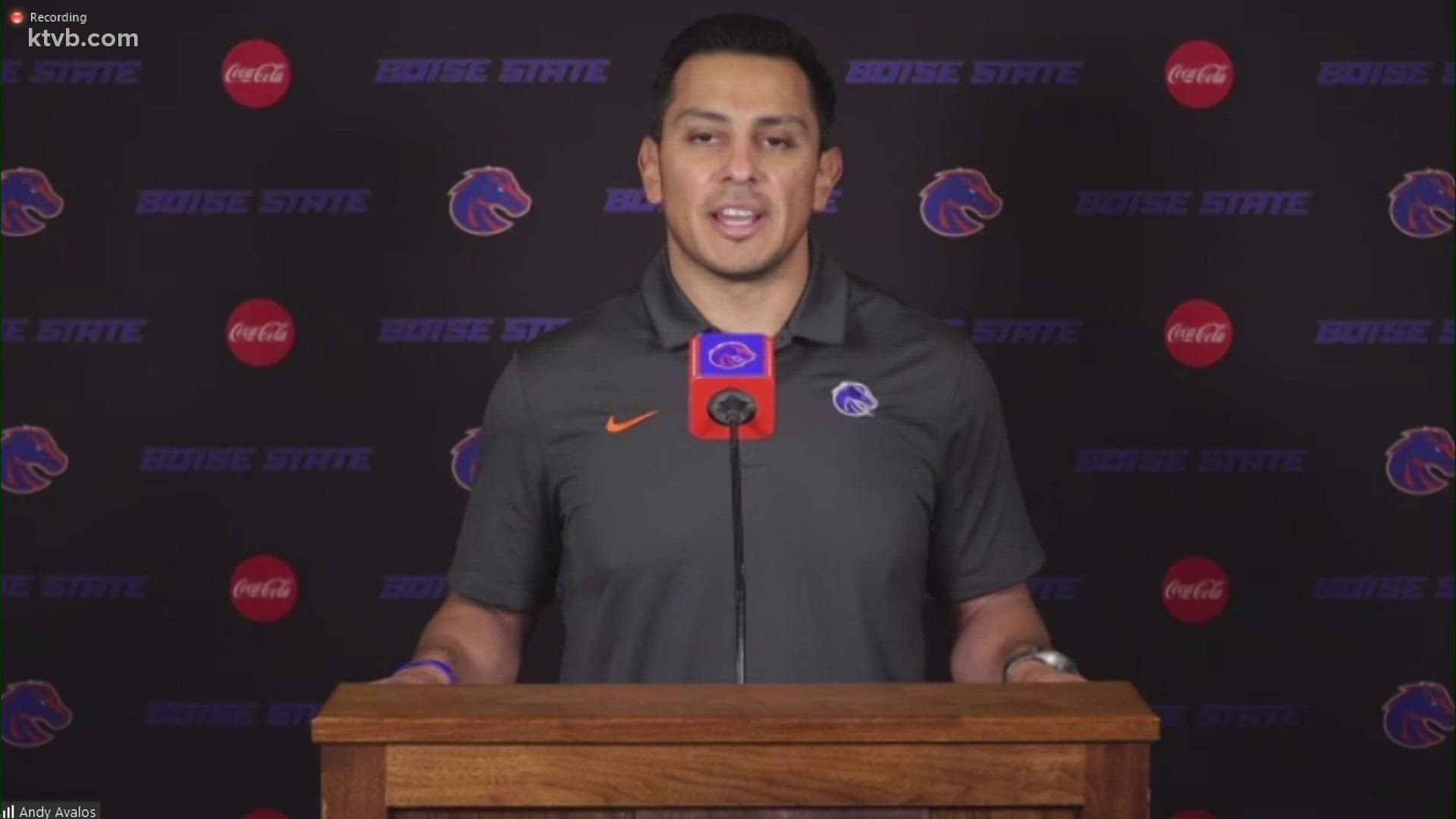 During a virtual press conference with local sports media Wednesday, Andy Avalos highlighted some new members of the Bronco football team.