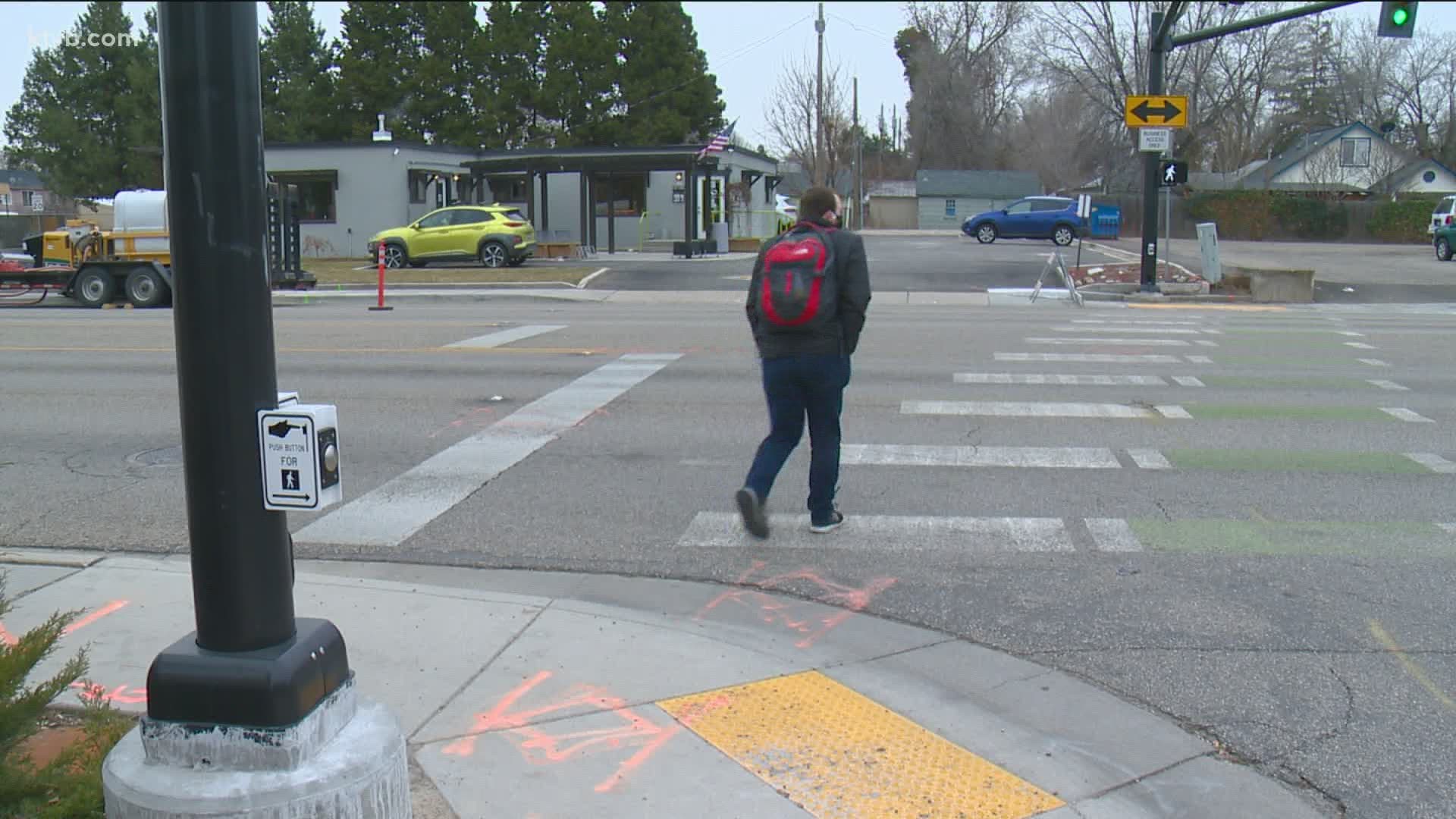 The Ada County Highway District plans to redo the crosswalk at Shoshone Street and Overland Road.