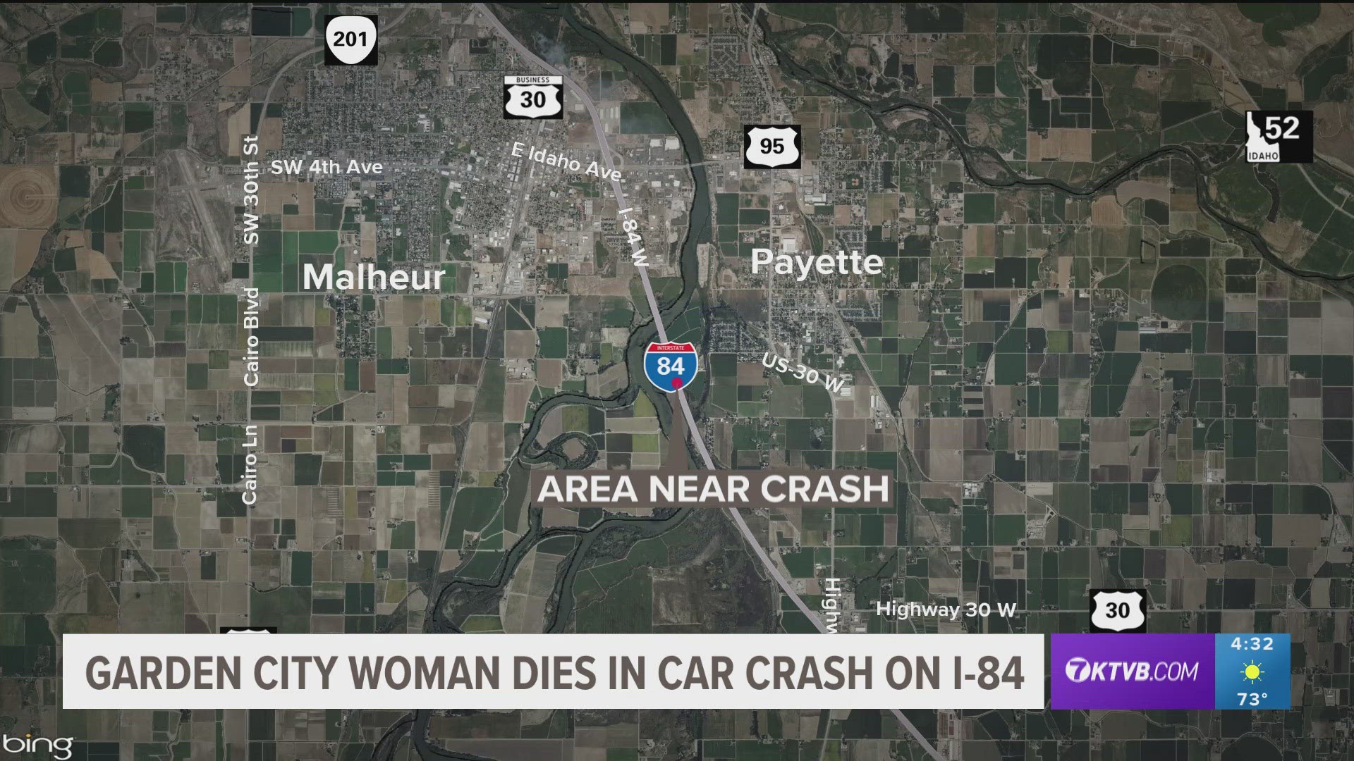 Idaho State Police said the 54-year-old woman rolled her car in Payette County and died at the scene.