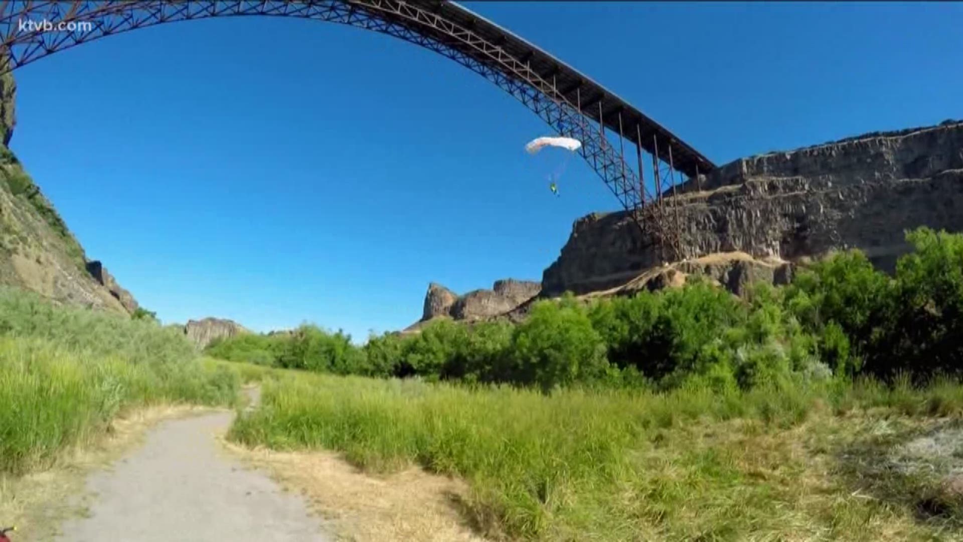 The bridge is the gateway to Twin Falls and a mecca for BASE jumpers.