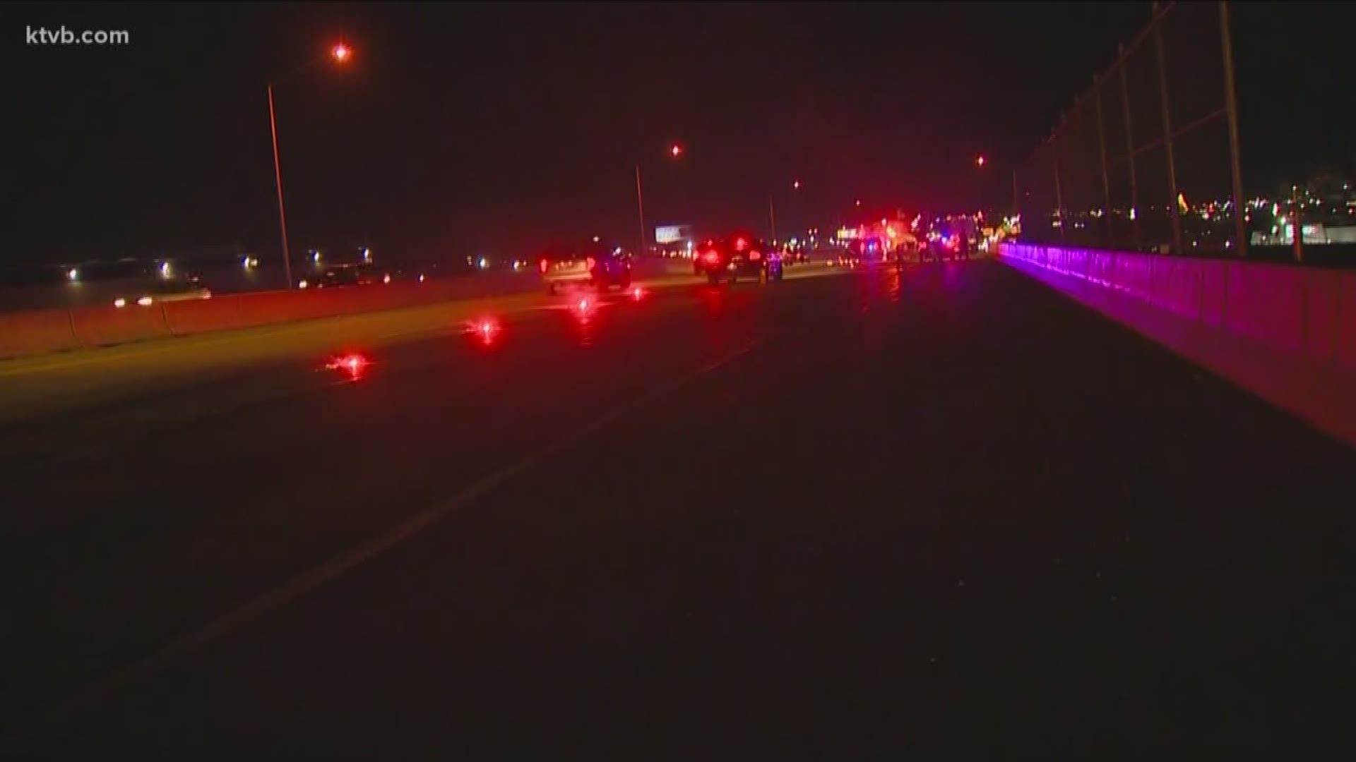 The pedestrian was hit by a truck Friday night.