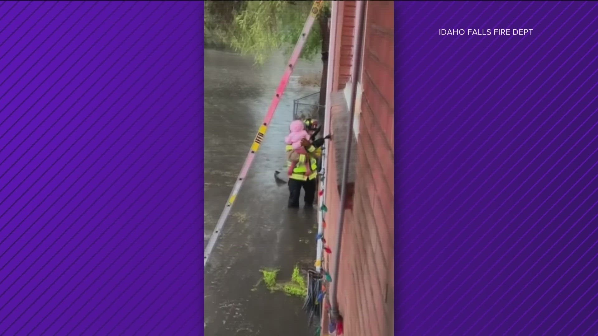 Multiple cars and trucks were stranded in record rainfall in Idaho Falls. Firefighters rescued twin girls, a baby boy, and their mother from a basement apartment.