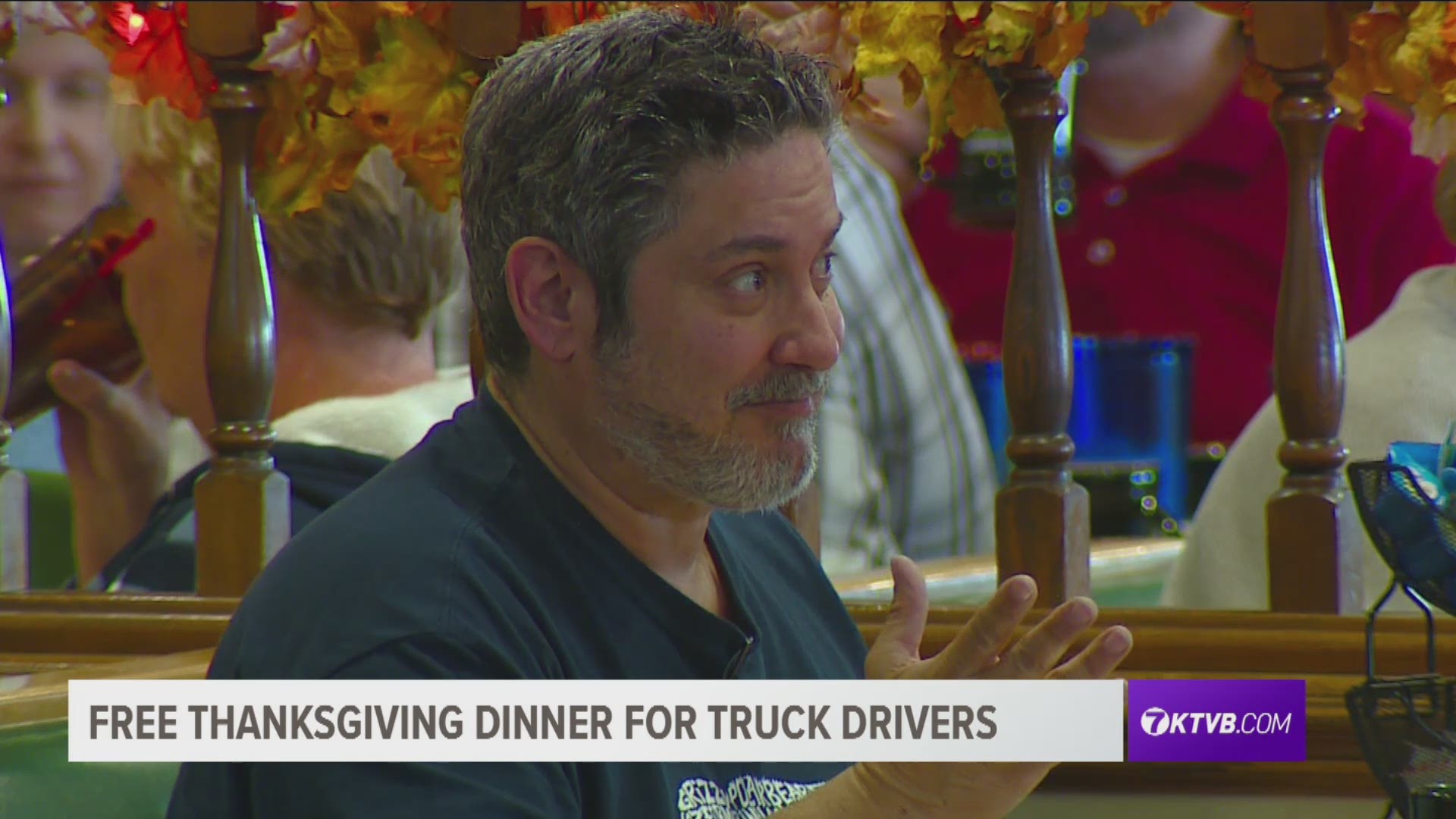 Truckers stopped in for a free Thankgiving meal.