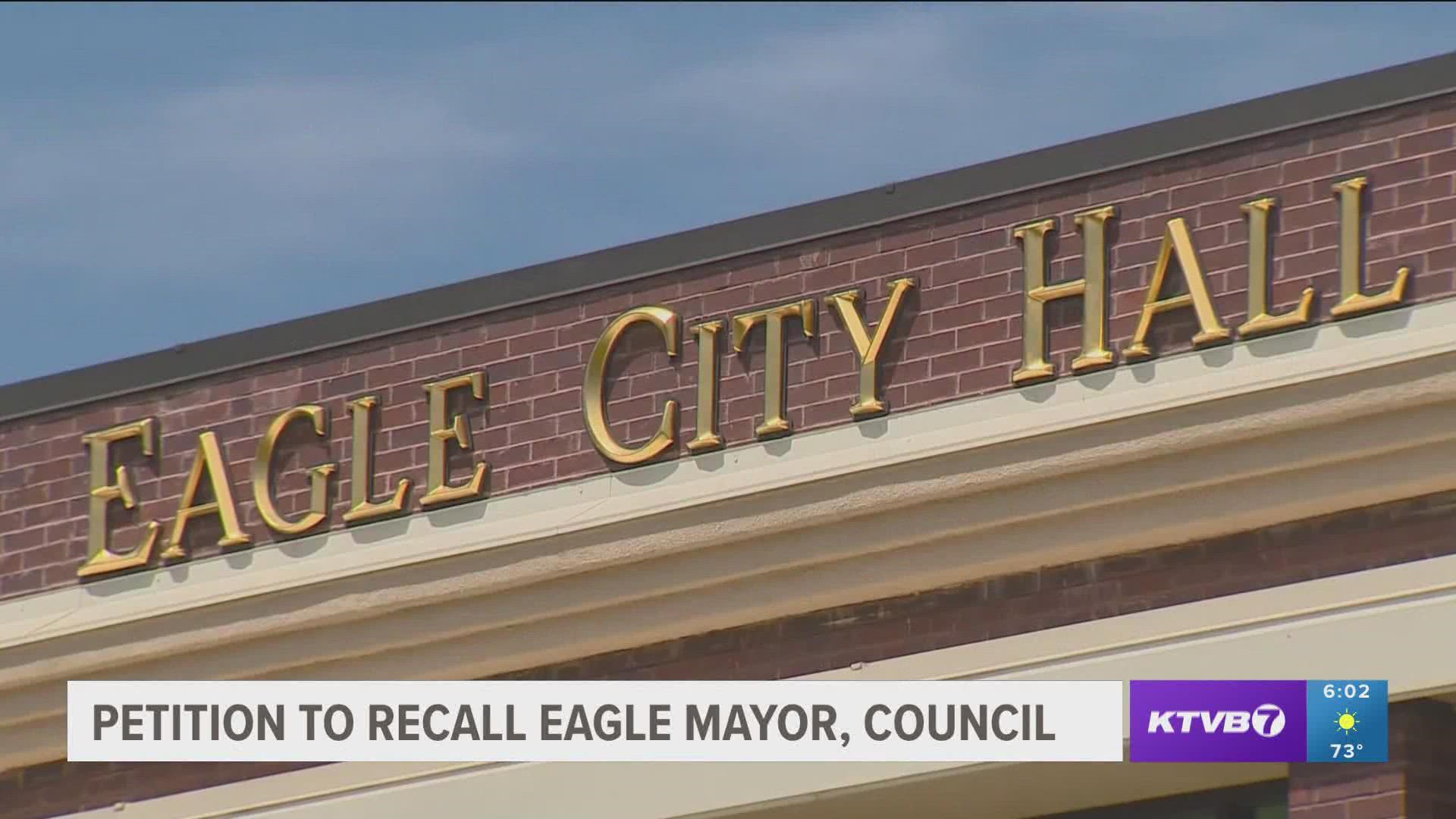 In their petitions, a group says they want Eagle voters to recall the elected officials because they "failed to listen to constituents".