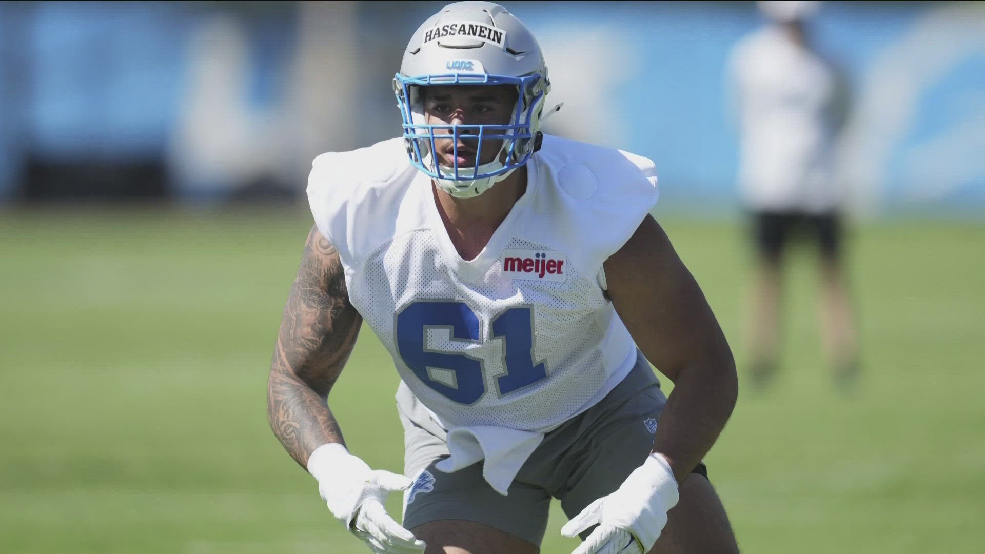 The former Boise State defensive end, who was the first Egyptian drafted into the NFL, created a new memory Friday by taking snaps at the Lions rookie minicamp.