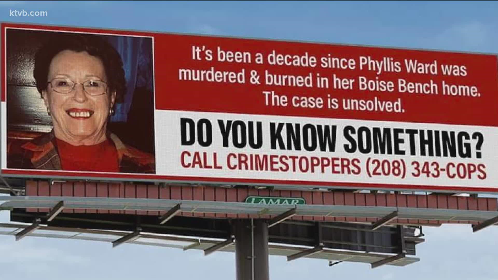 Phyllis Ward, 74, was found murdered in her Boise Bench home July 23, 2012. No arrests have been made and no suspects have been named in connection to the crime.