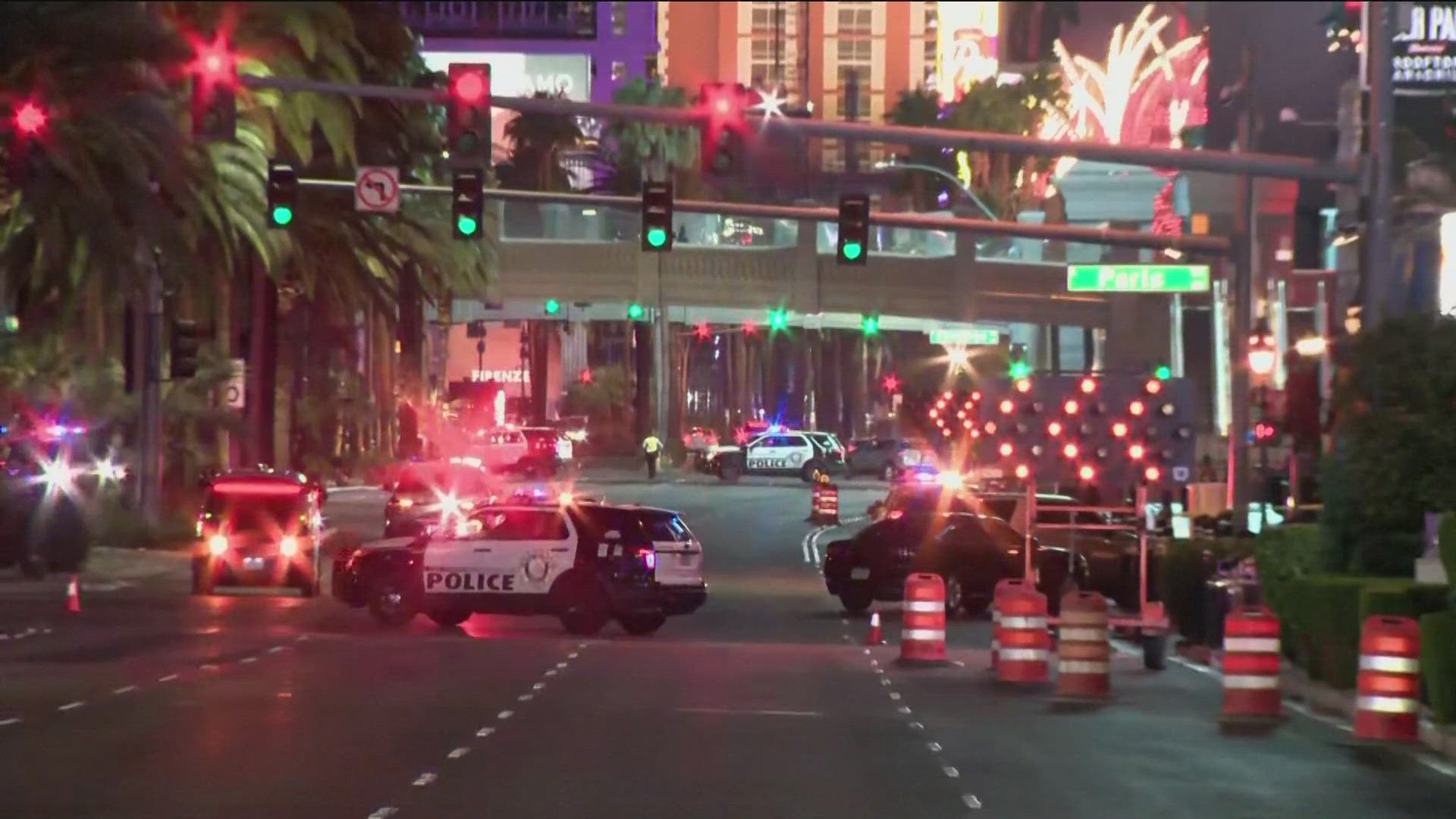 Officers arrived to the Las Vegas Strip after gunfire and found two victims suffering from gunshot wounds who later died. It appears to be a targeted killing.