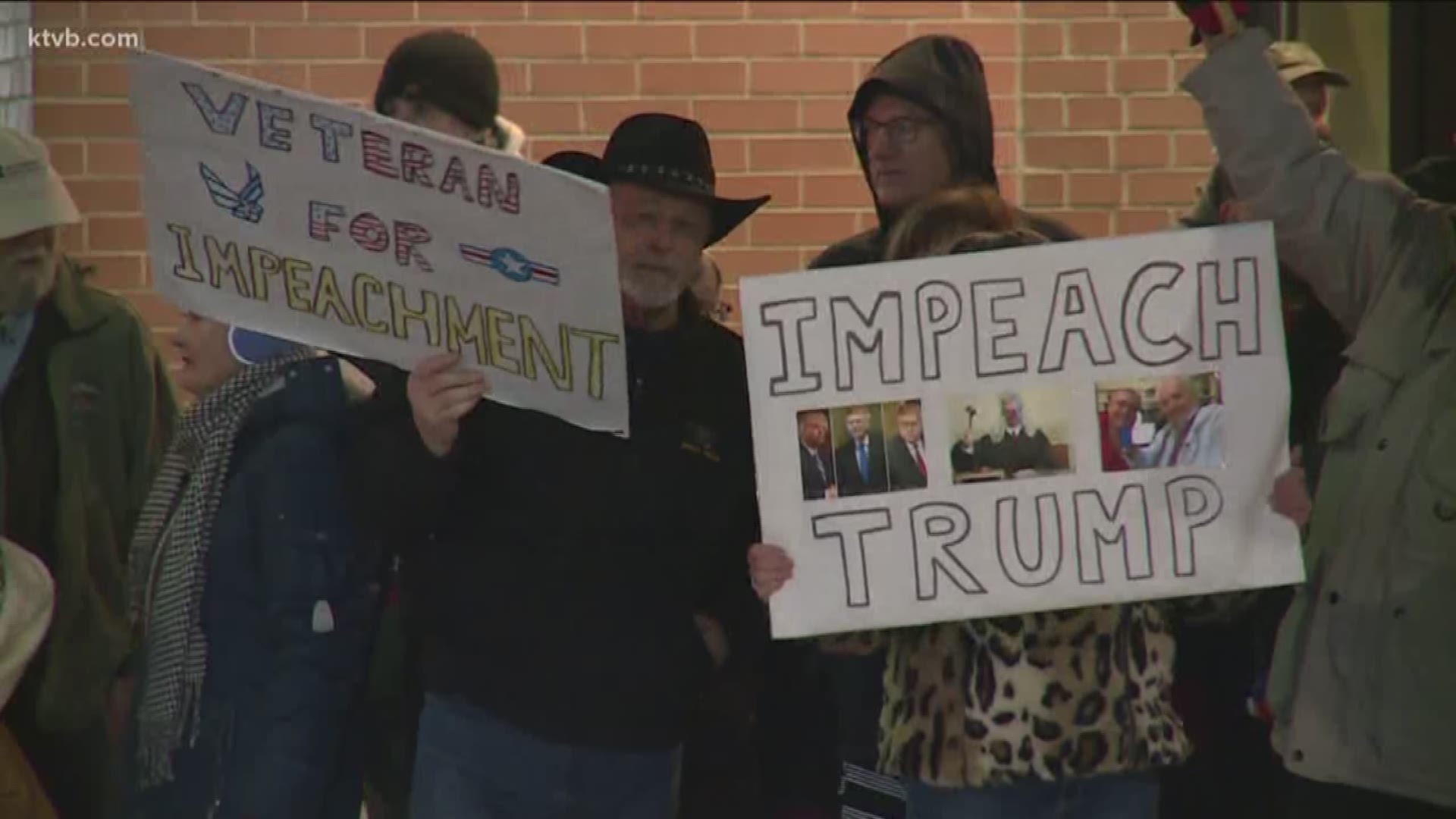 Demonstrators lined the street in downtown Boise to either show support for impeachment or support for the president.