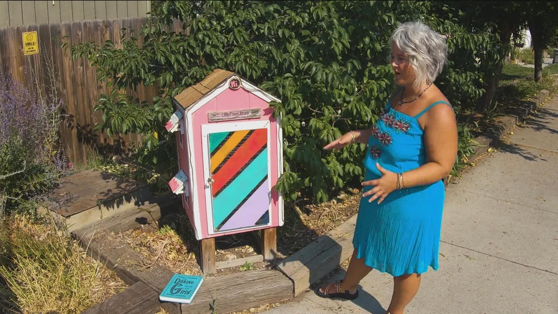 "We're often overflowing with books," Amy Brown, the creator of the free little library, said. "Like I have a huge extra shelf in my garage full of books."