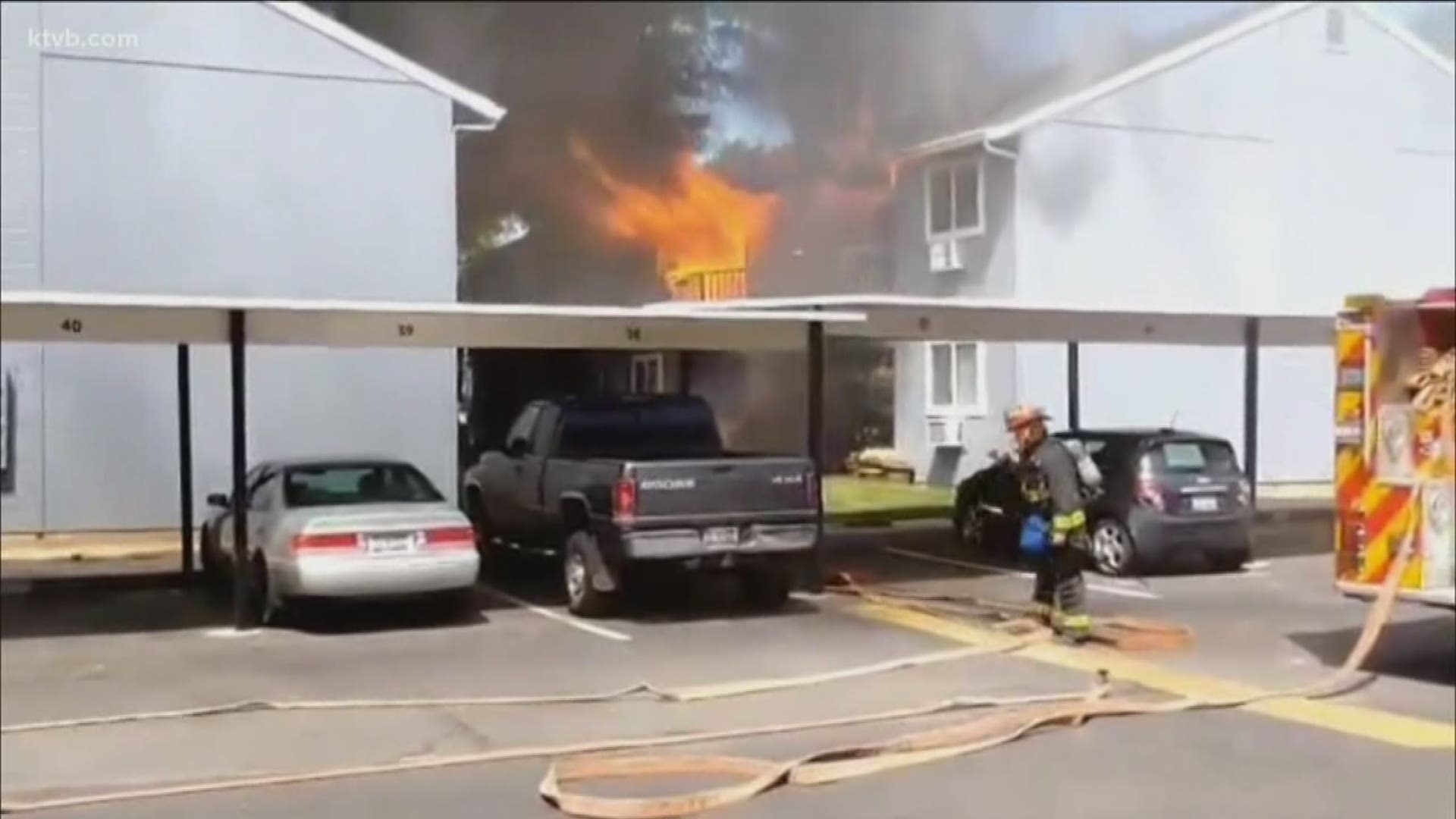 Fire investigators say the fire broke out on a third floor balcony. A cause has not yet been determined.