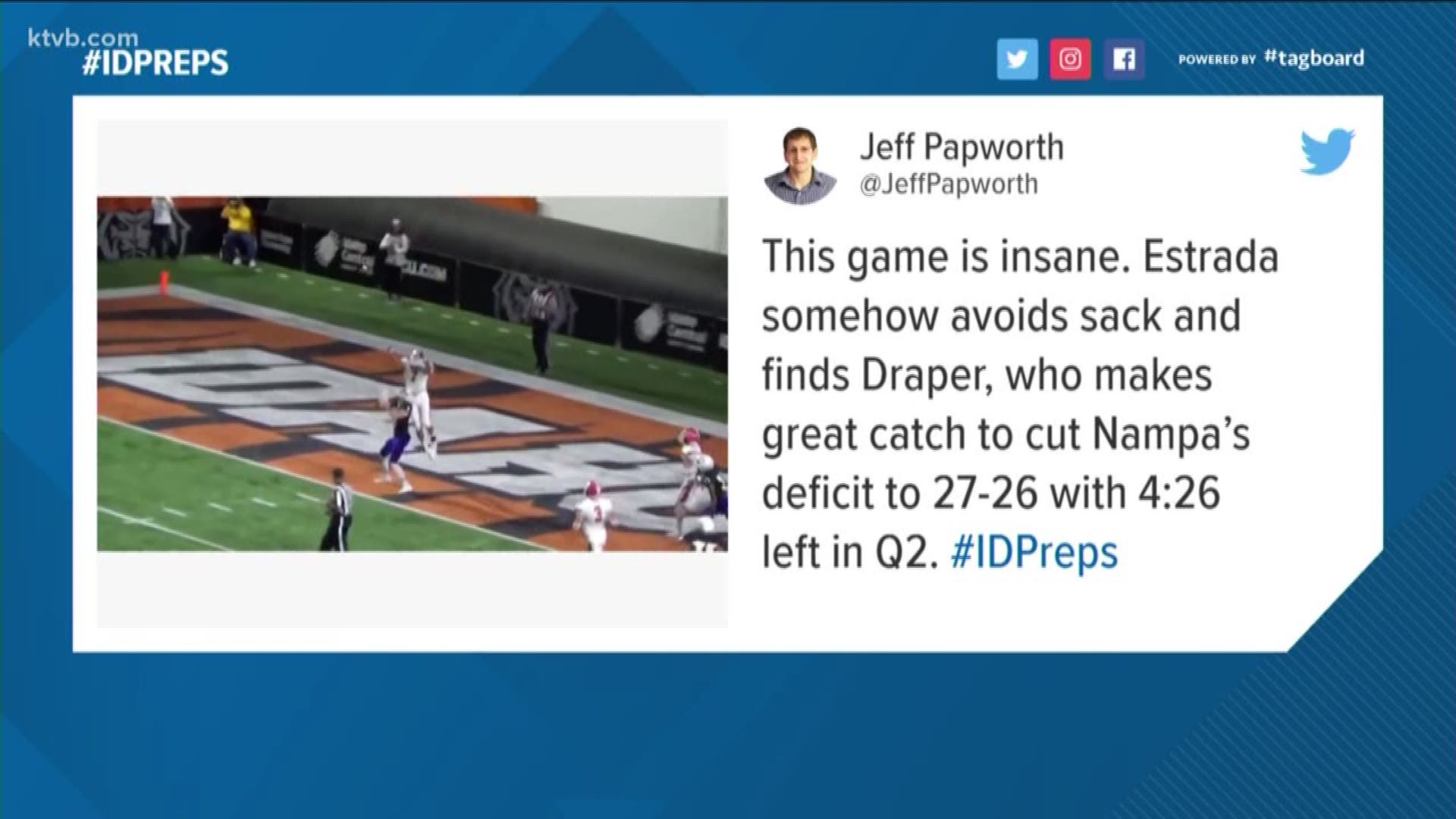 The play was shown on the "You Got Mossed" segment during "Monday Night Countdown," and was sandwiched between a pair of NFL plays.
