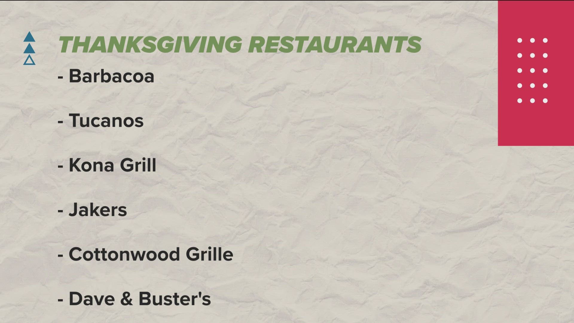 The 208 Restaurants open on Thanksgiving