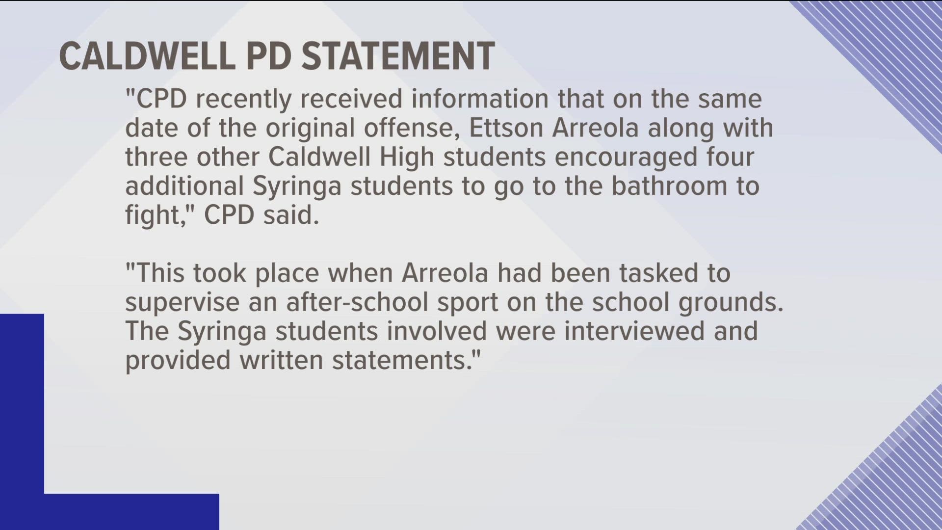 Police release new information about incident involving a substitute teacher in Caldwell who was arrested after encouraging students to fight in his classroom.