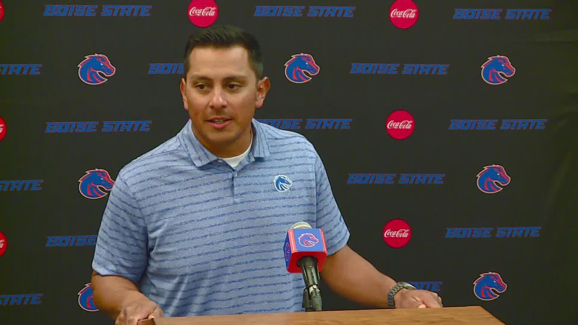 Boise State faces Oregon State Saturday, September 3. Head Coach Andy Avalos and the offensive and defensive coordinators gave a news conference Monday afternoon.