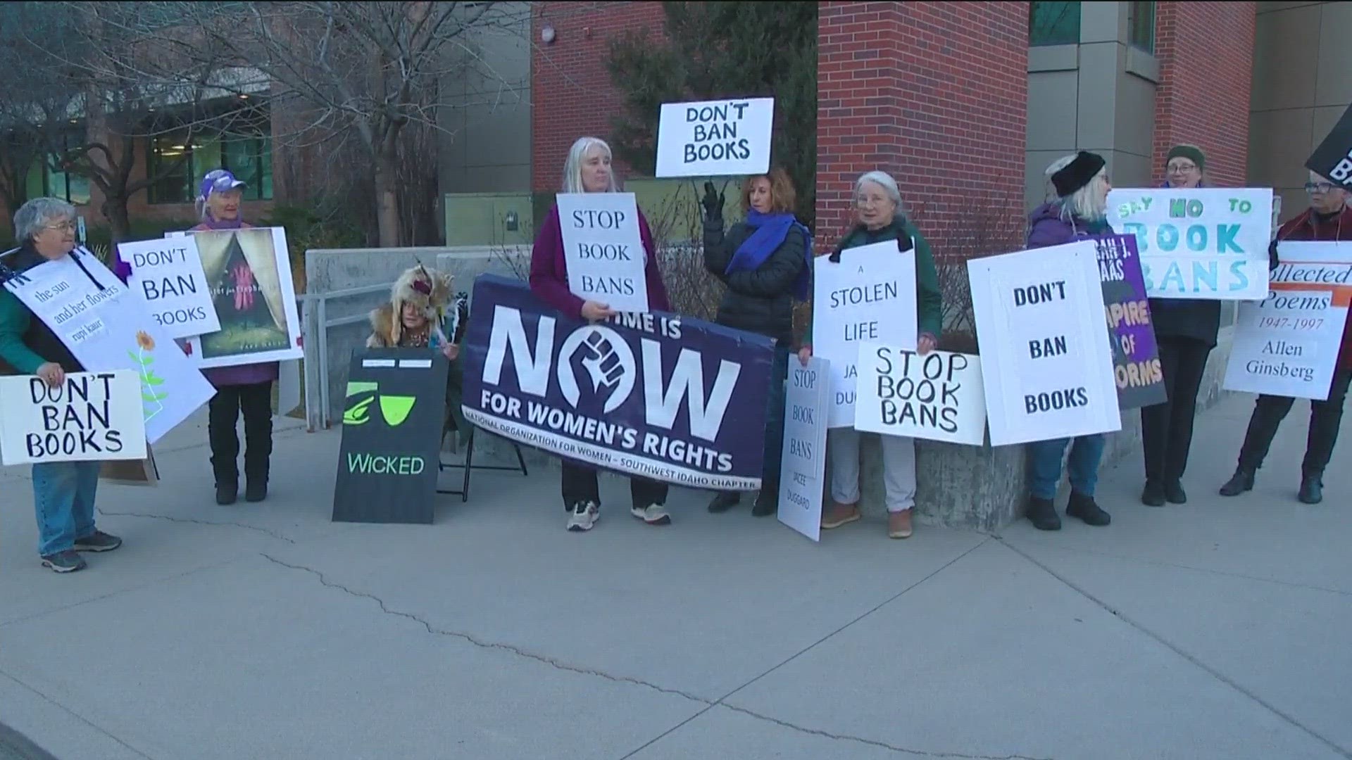 Southwest Idaho Now protested outside the school district's office due to the books they removed in December.