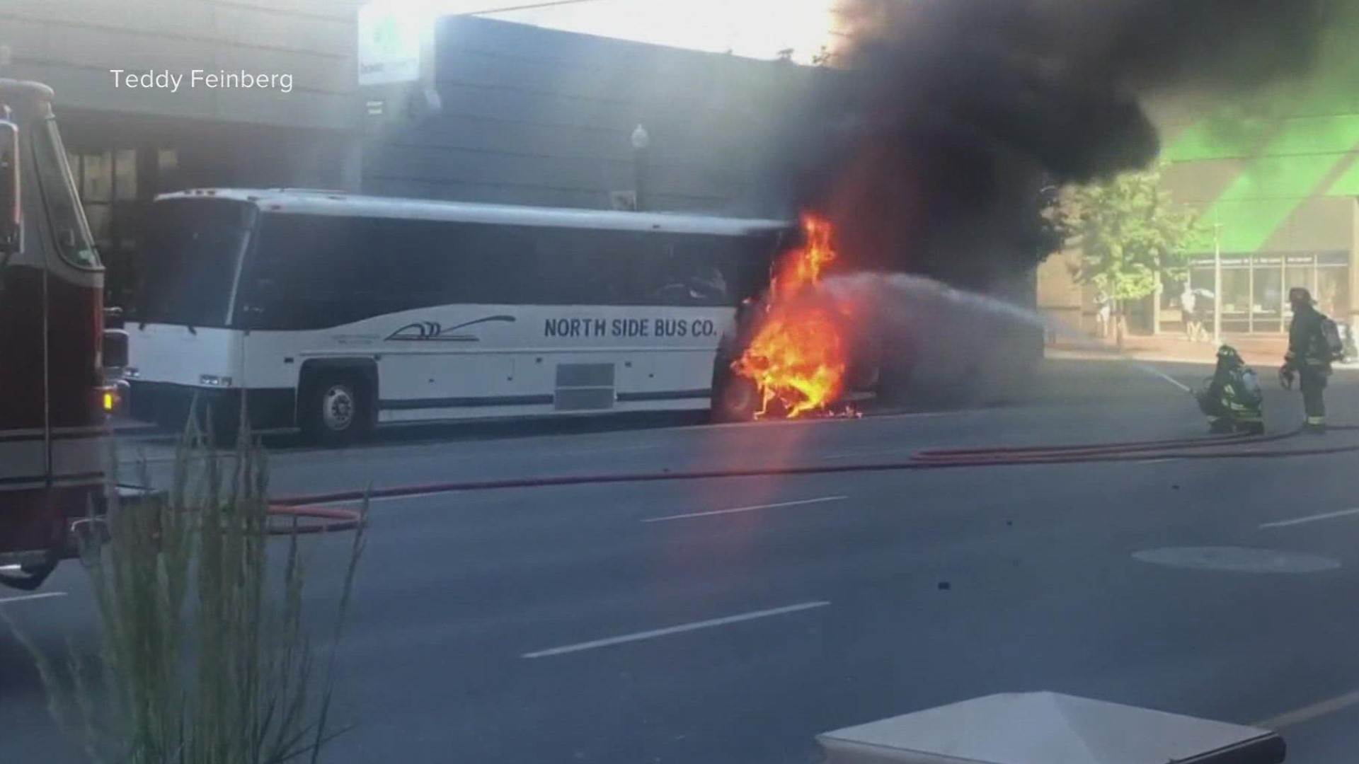 A large diesel-powered bus caught fire in downtown Boise Friday afternoon, generating a large amount of smoke on Front Street.