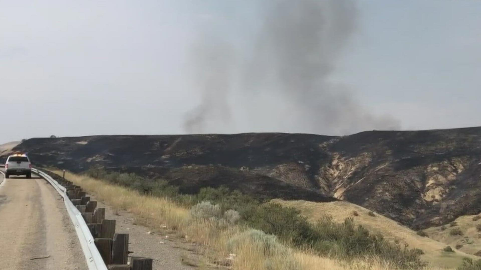 The Eagle Fire Department said a fire forced Highway 55 to close in both directions Wednesday afternoon between Avimor and Horseshoe Bend Hill.