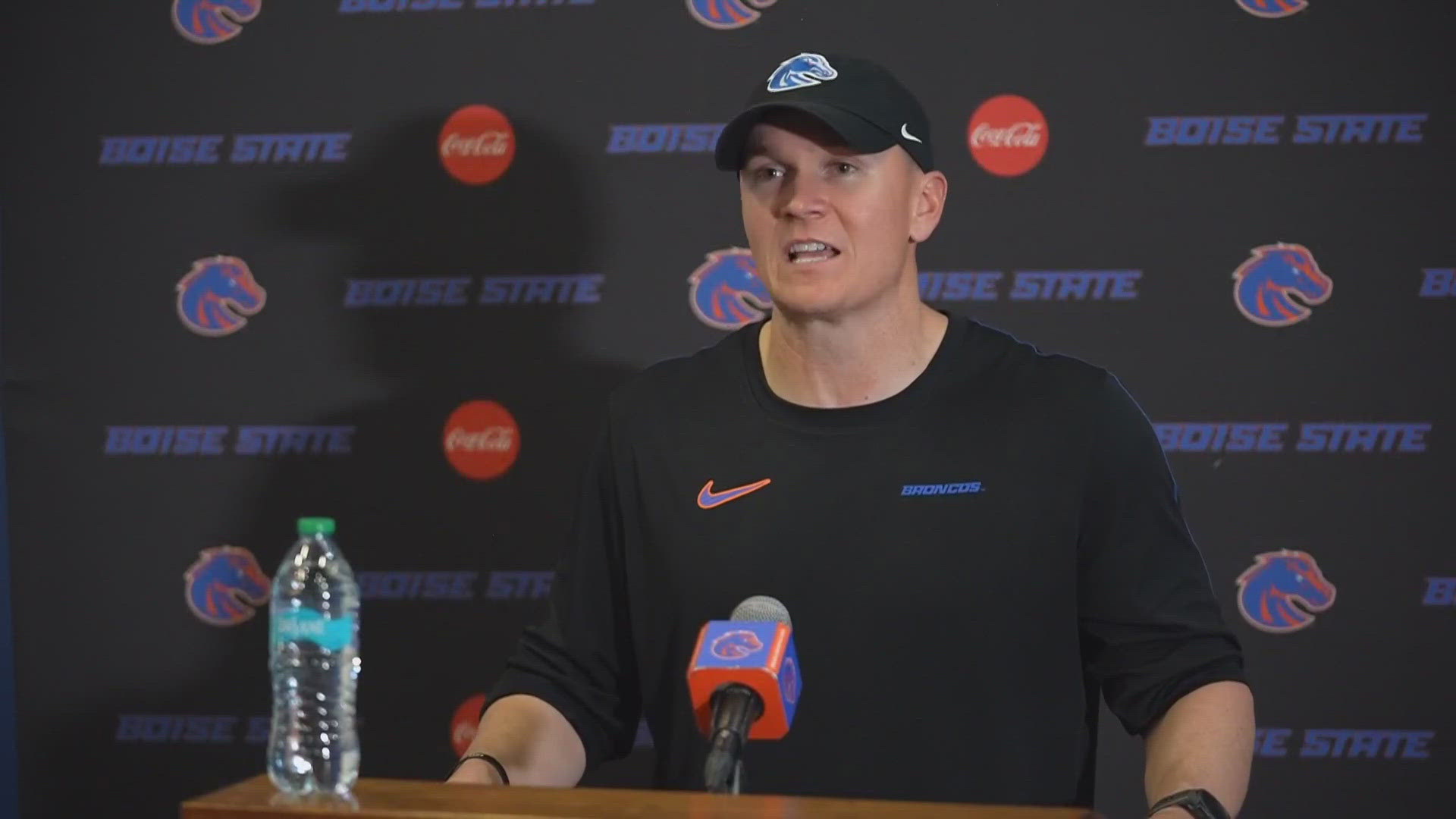 Head coach Spencer Danielson meets with the media to share instant takeaways and thoughts from No. 21 Boise State's win over Utah State to open Mountain West play.