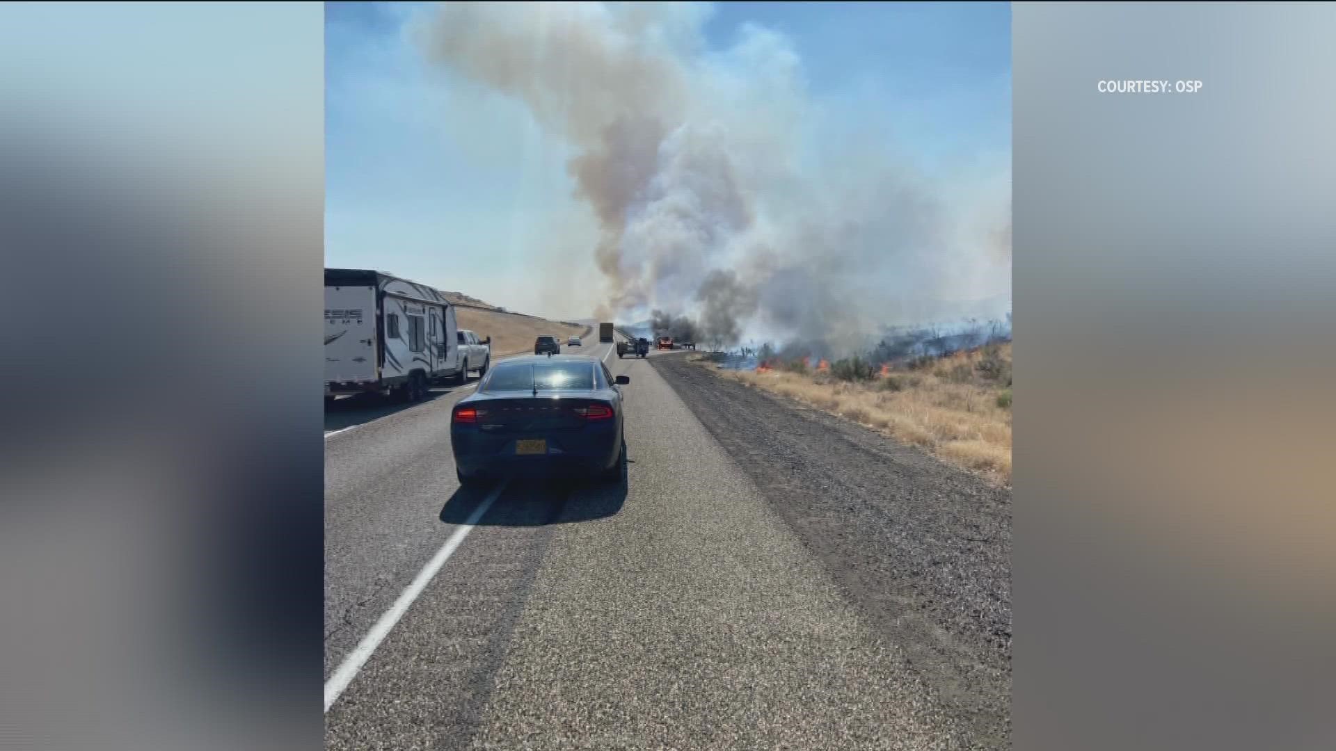 I-84 was temporarily closed Thursday from Pendleton and Ontario due to the Vale wildfire, formerly known as the 365 wildfire.