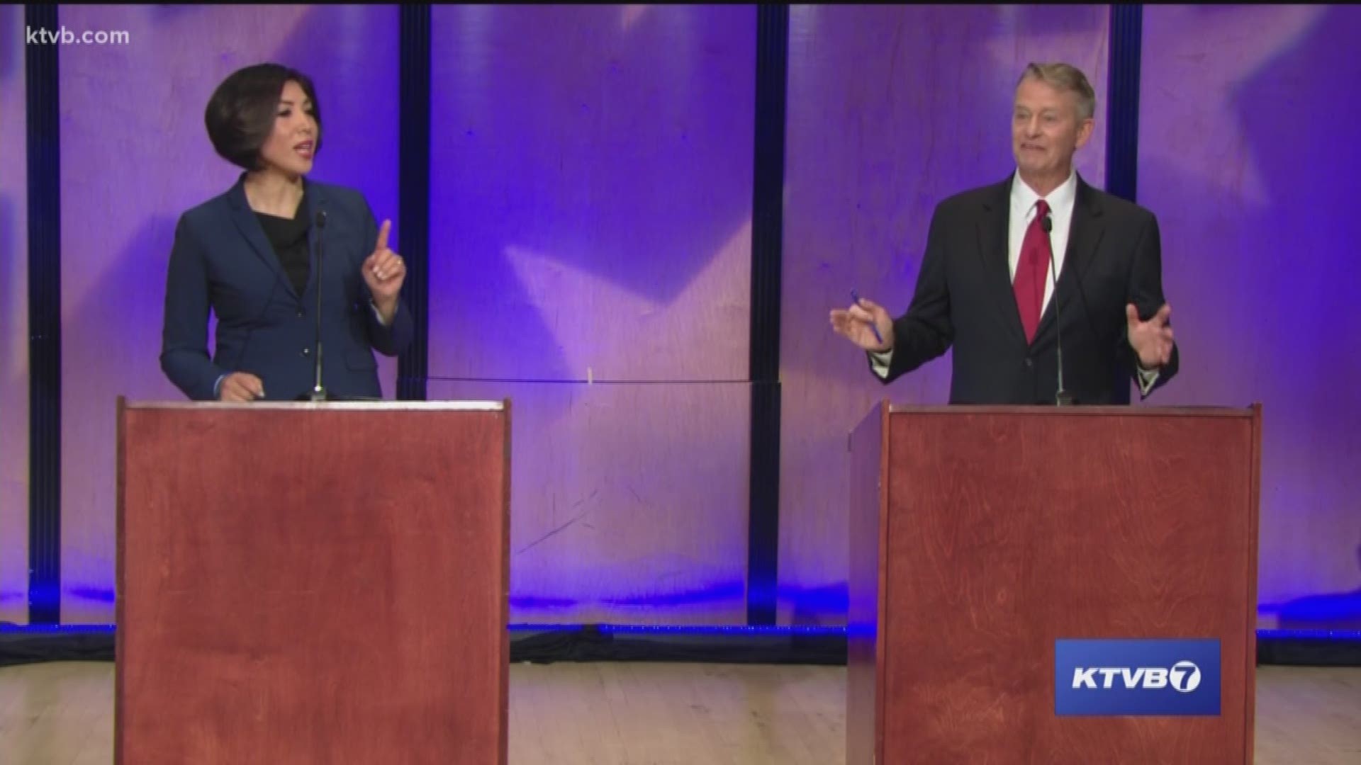 The two candidates squared off in a live televised debate Monday at Northwest Nazarene University.